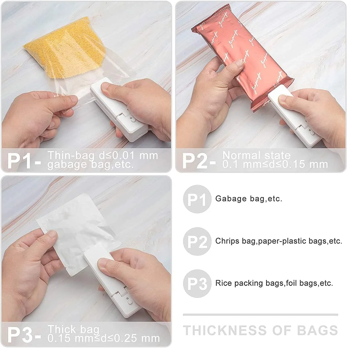 دستگاه پرس کیسه مینی دلفینو - دستگاه های پرس حرارتی و برش وکیوم دستی قابل حمل 2 در 1 - دستگاه بسته بندی برای نگهداری کیسه های پلاستیکی، اسنک، کلوچه، تازگی مواد غذایی آشپزخانه (سفید)