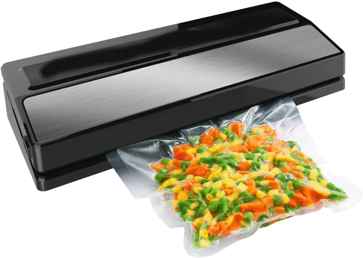دستگاه وکیوم بسته بندی مواد غذایی DJSLO، بهترین دستگاه وکیوم اتوماتیک با حالت های خشک و مرطوب، دارای سیستم خروج گاز، کاربری آسان و نگهداری راحت (رنگ: مشکی با نقره ای)