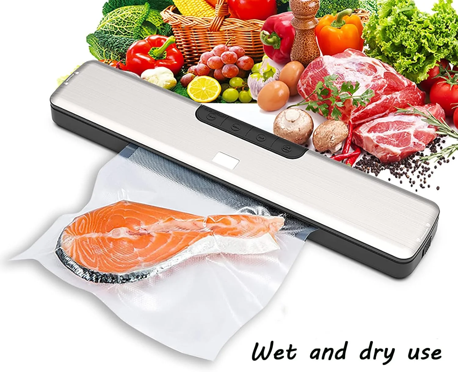 دستگاه وکیوم سیلر، دستگاه بسته بندی خودکار مواد غذایی، با حالت غذای خشک و مرطوب و 5 دمای قابل تنظیم، برای نگهداری مواد غذایی و پخت سو وید