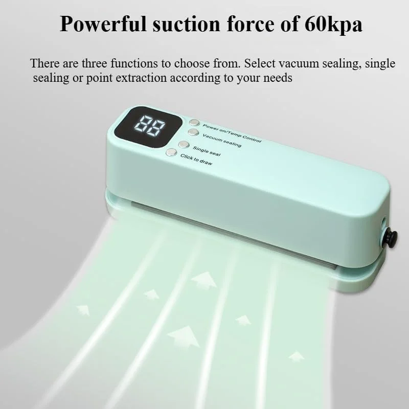 دستگاه وکیوم کوچک DKH، 60 کیلو پاسکال، 3 کاره، سبز، 19.5x5.7x6.5 سانتی‌متر، قابل شارژ با 100 کیسه