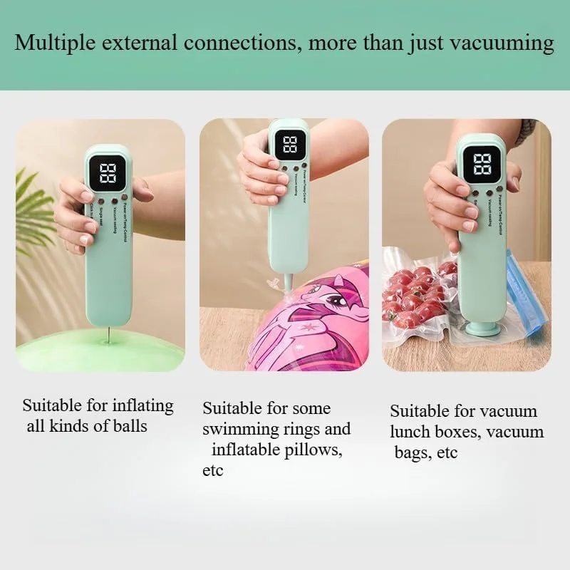 دستگاه وکیوم کوچک DKH، 60 کیلو پاسکال، 3 کاره، سبز، 19.5x5.7x6.5 سانتی‌متر، قابل شارژ با 100 کیسه