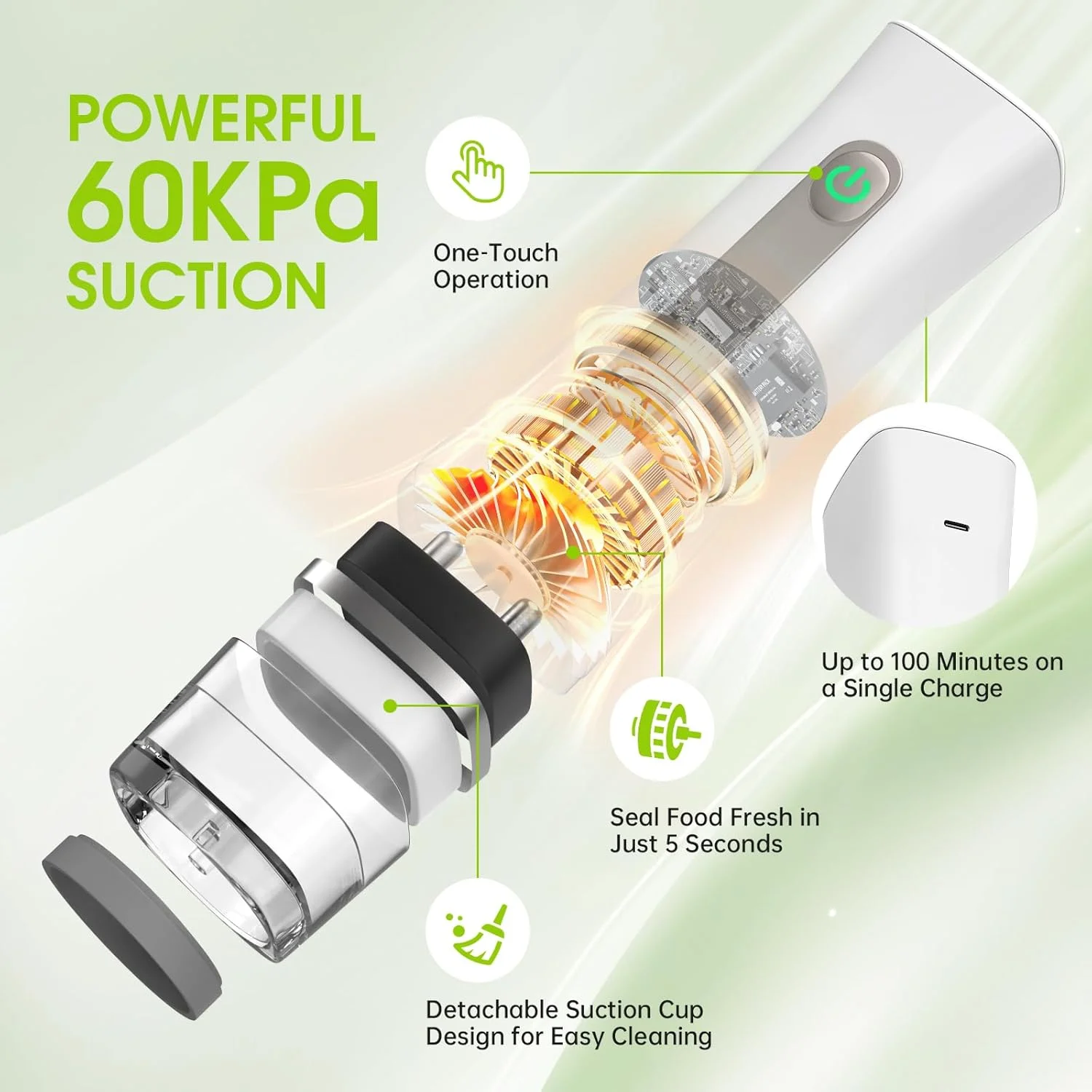 دستگاه وکیوم بسته بندی مواد غذایی به همراه 30 کیسه قابل استفاده مجدد، دستگاه وکیوم کوچک و قابل حمل با مخزن آب قابل مشاهده برای گوشت، میوه، سبزیجات، غذاهای دریایی و مواد غذایی خشک