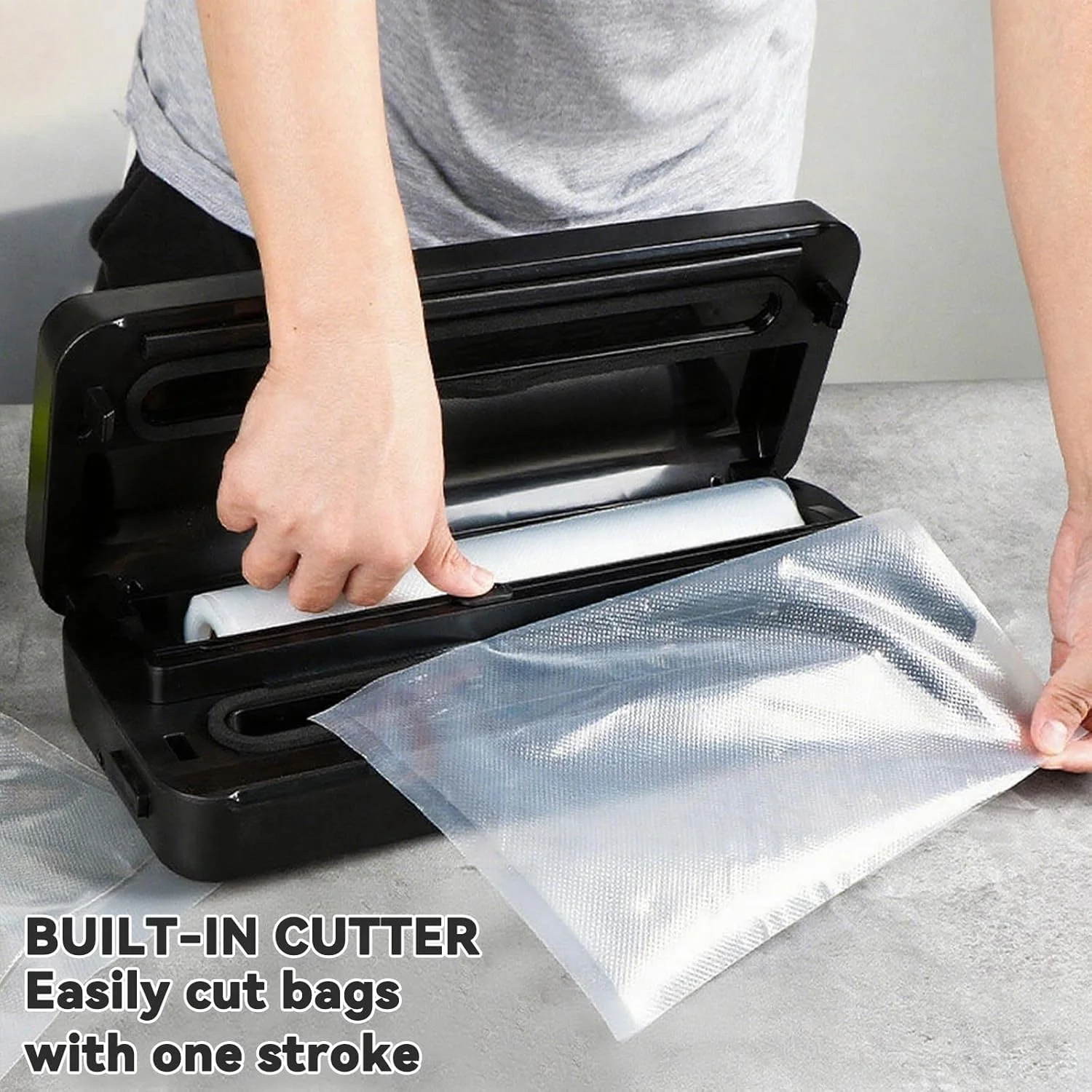 دستگاه وکیوم سیلر نیکو با قدرت 80 کیلو پاسکال، دستگاه وکیوم سیلر خشک و مرطوب برای نگهداری مواد غذایی، به همراه 1 رول فیلم و 10 کیسه بافت دار