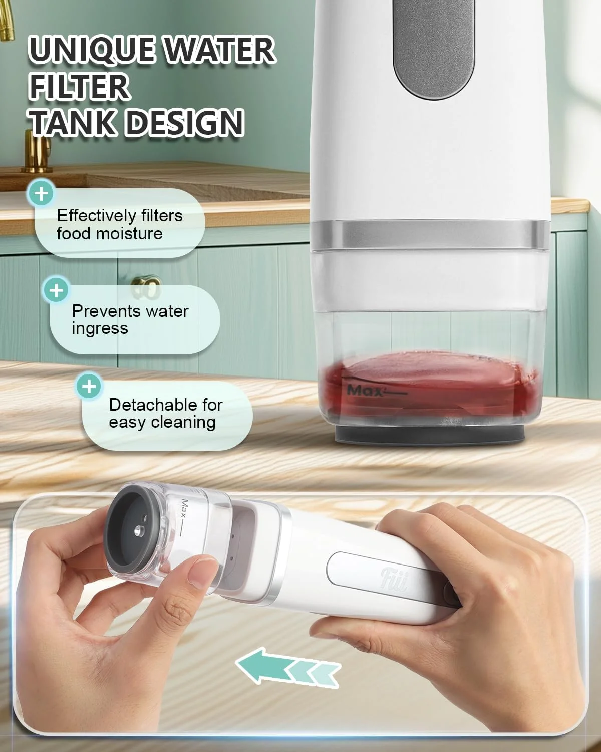 دستگاه وکیوم FIII با 30 کیسه قابل استفاده مجدد برای غذا، دستگاه وکیوم دستی قدرتمند با مخزن آب قابل مشاهده، نگهداری و حفظ مواد غذایی آشپزخانه با یک لمس، سفید خالص