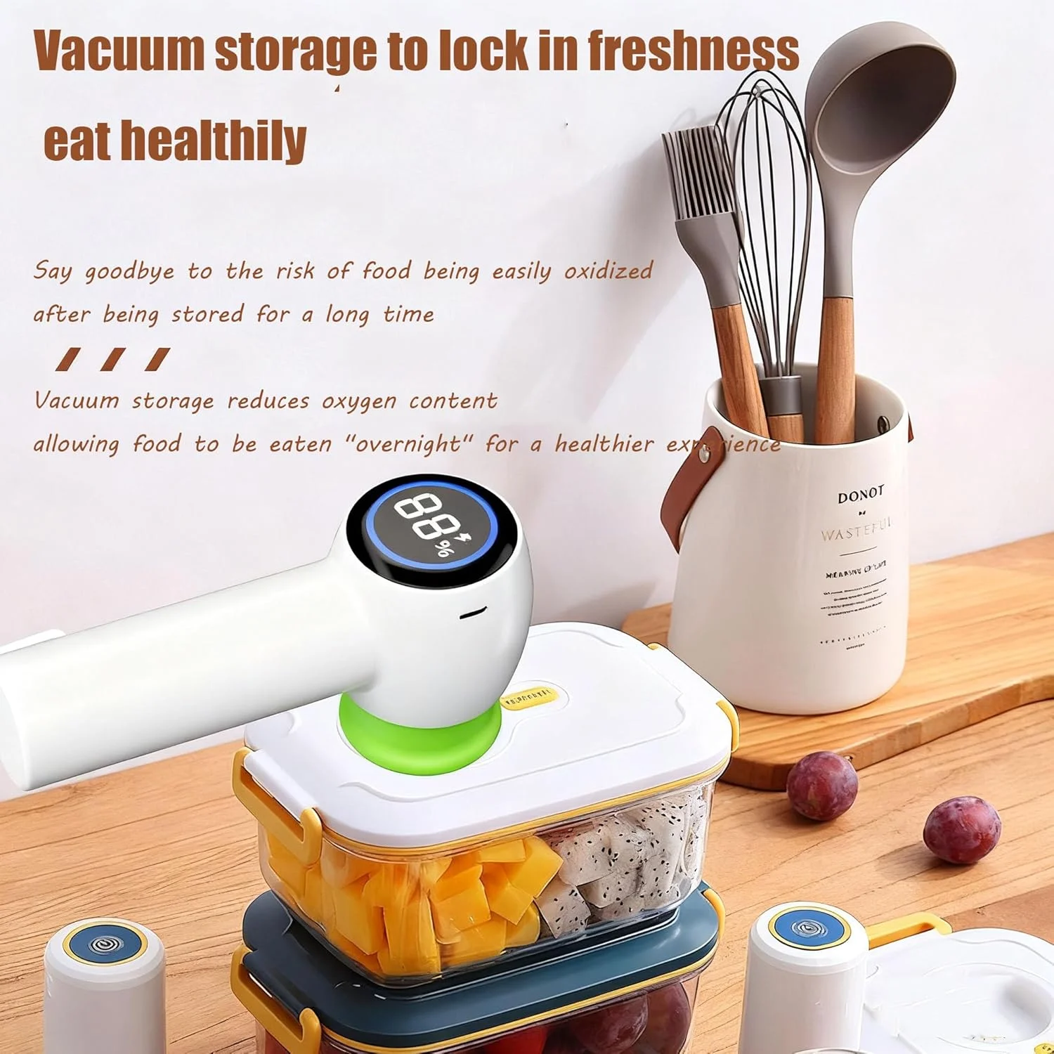 دستگاه وکیوم سیلر، تازه نگه داشتن طولانی تر مواد غذایی، ایده آل برای آماده سازی غذا، طعم دار کردن یا شیشه های دهان گشاد، دستگاه سیل برای نگهداری مواد غذایی، پمپ وکیوم شارژی کاملا اتوماتیک مواد غذایی