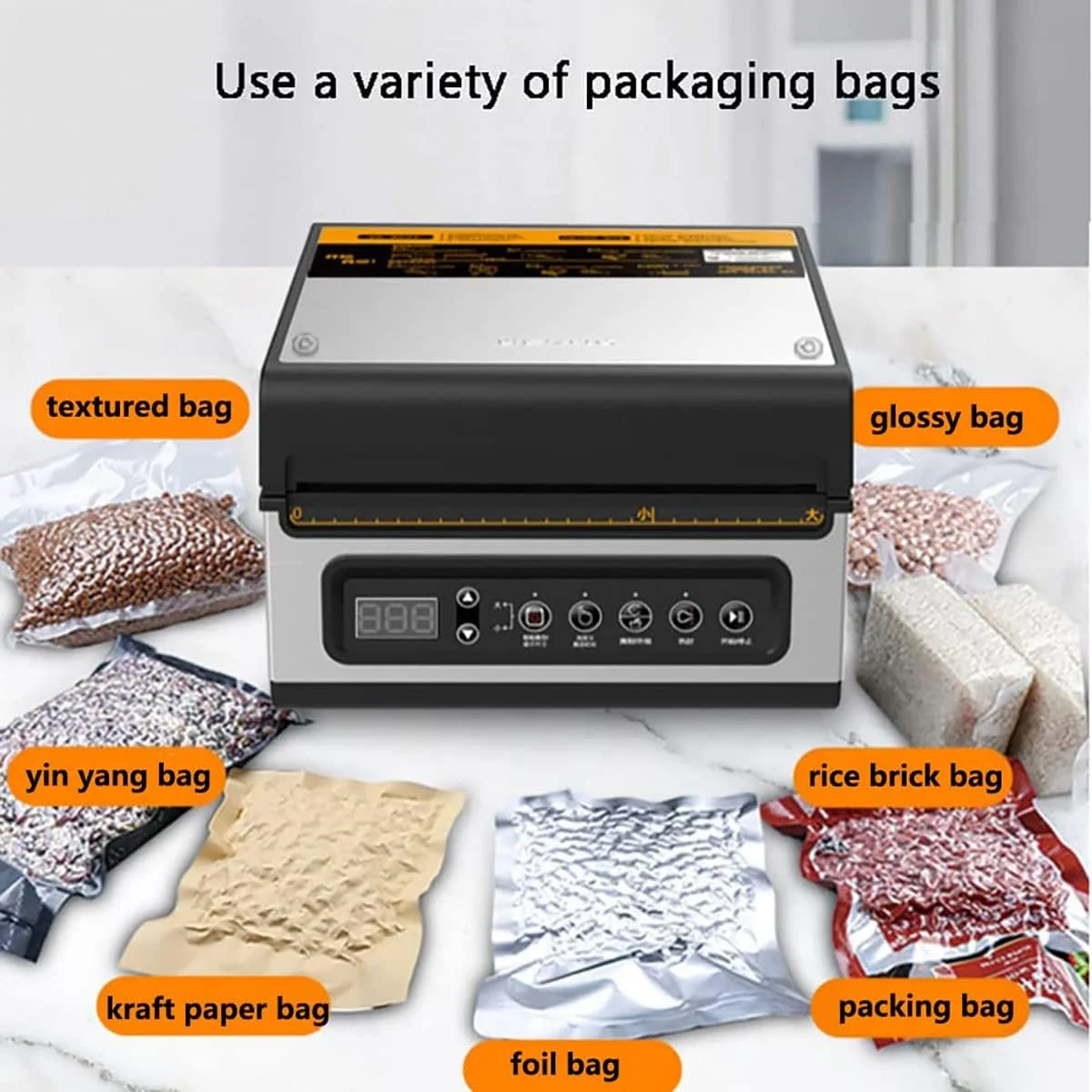 دستگاه بسته بندی وکیوم محفظه ای، دستگاه وکیوم تجاری 240 وات، سیستم نگهداری و بسته بندی مواد غذایی با طول نوار 25.4 سانتی متر مناسب برای مواد غذایی خشک، مرطوب، مایع و آبدار