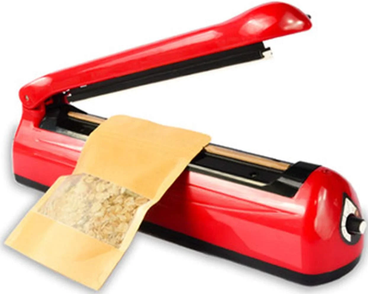 دستگاه بسته بندی وکیوم مواد غذایی خانگی دستی QCARSO، دستگاه پرس دستی، دستگاه کوچک پلاستیکی برای بسته بندی چای، دارای پنج مجموعه سیم حرارتی برقی و پنج نوار 5 میلی متری