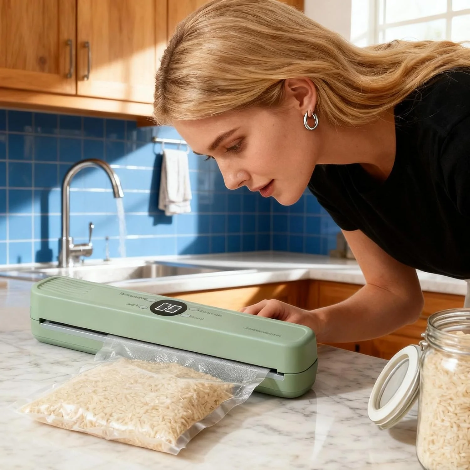 دستگاه وکیوم بسته بندی مواد غذایی | سیستم پلمپ هوا قابل شارژ 1200 میلی آمپر ساعتی - دستگاه وکیوم مواد غذایی | برای غلات کامل میوه خشک نان گوشت غذاهای دریایی مرغ