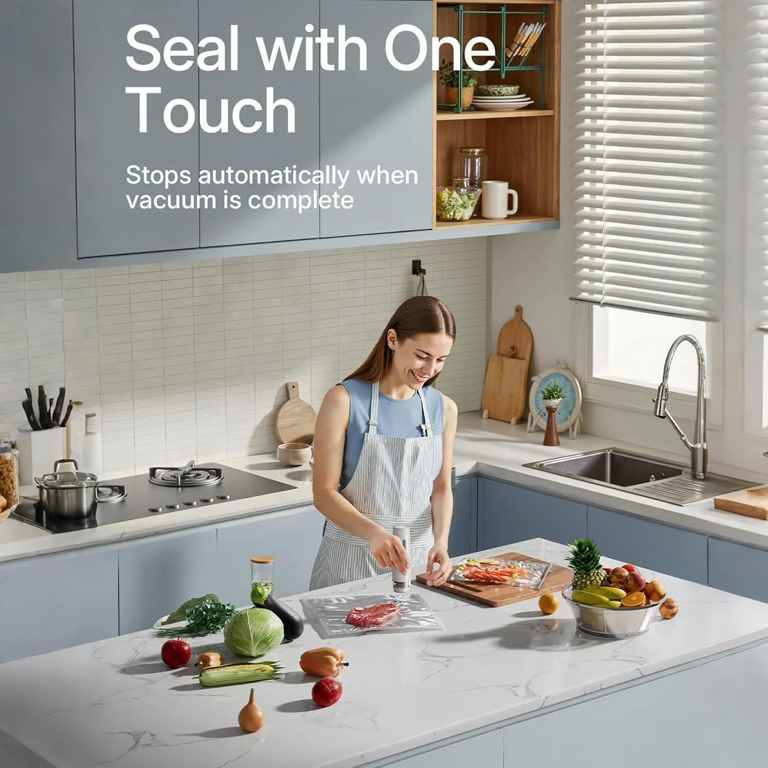 دستگاه وکیوم سیلر - محافظ غذا در آشپزخانه | دستگاه وکیوم قابل حمل برای مسافرت، مناسب برای گوشت، سبزیجات، میوه ها، ماهی، پنیر، انبار و پیک نیک