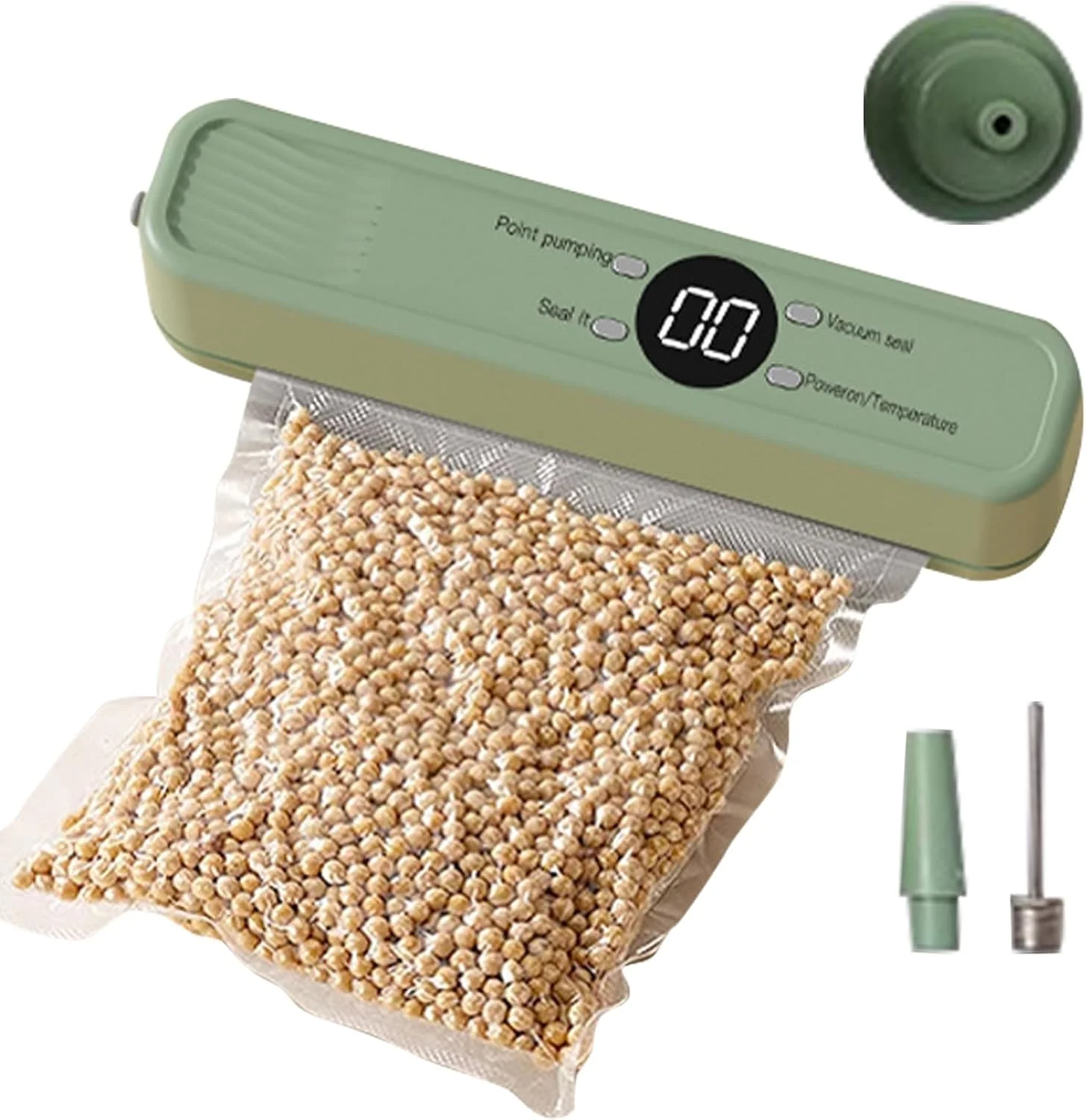 دستگاه وکیوم بسته بندی مواد غذایی با قابلیت تنظیم | سیستم پلمپ هوای آشپزخانه - برای غلات کامل، میوه خشک، نان، گوشت، غذاهای دریایی و مرغ