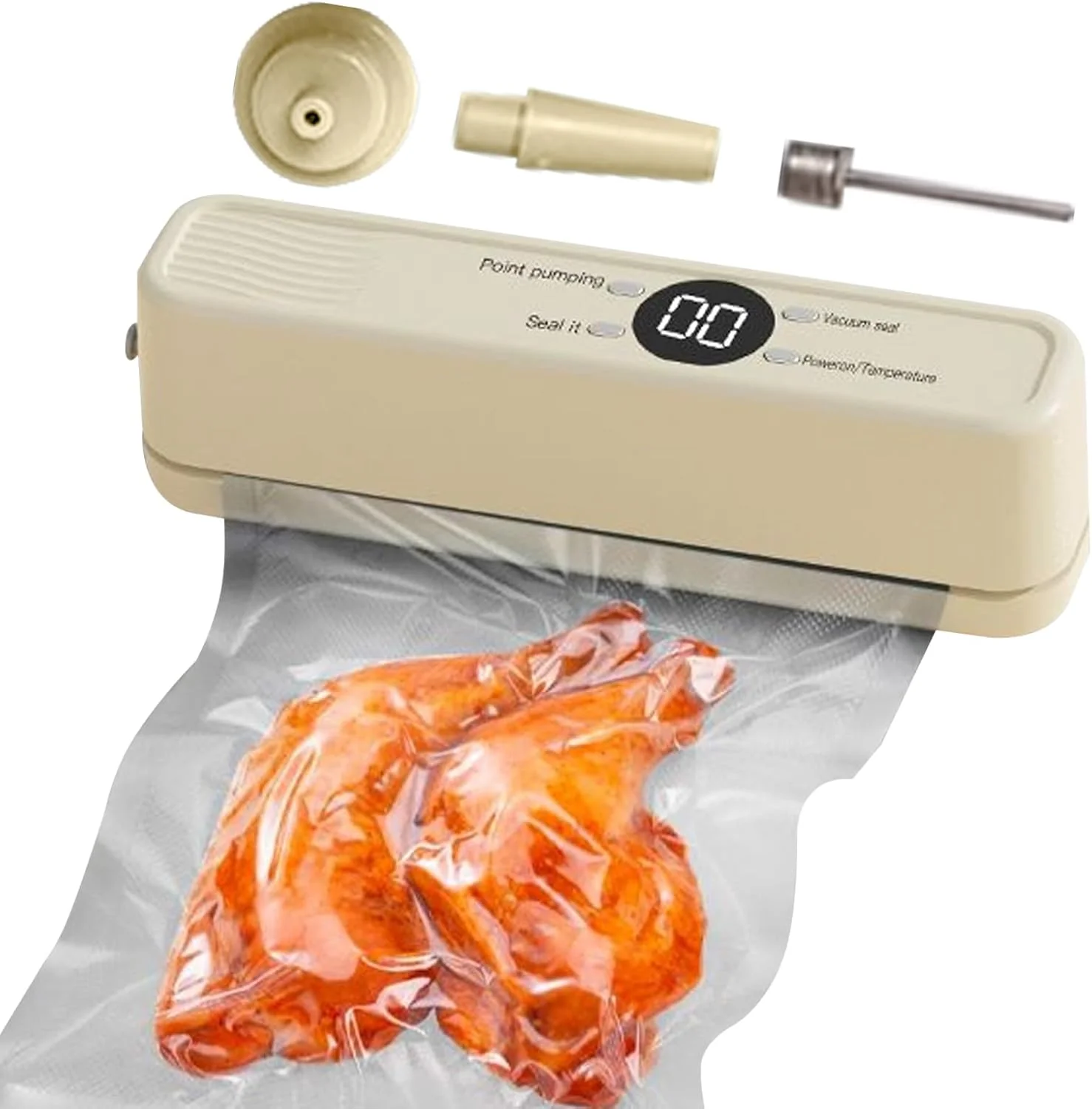 دستگاه پلمپ کیسه | ابزار شارژی و بی سیم برای پلمپ کردن مواد غذایی - دستگاه پلمپ وکیوم برای نگهداری مواد غذایی - مناسب برای غلات کامل، میوه خشک، نان، گوشت، غذاهای دریایی و مرغ