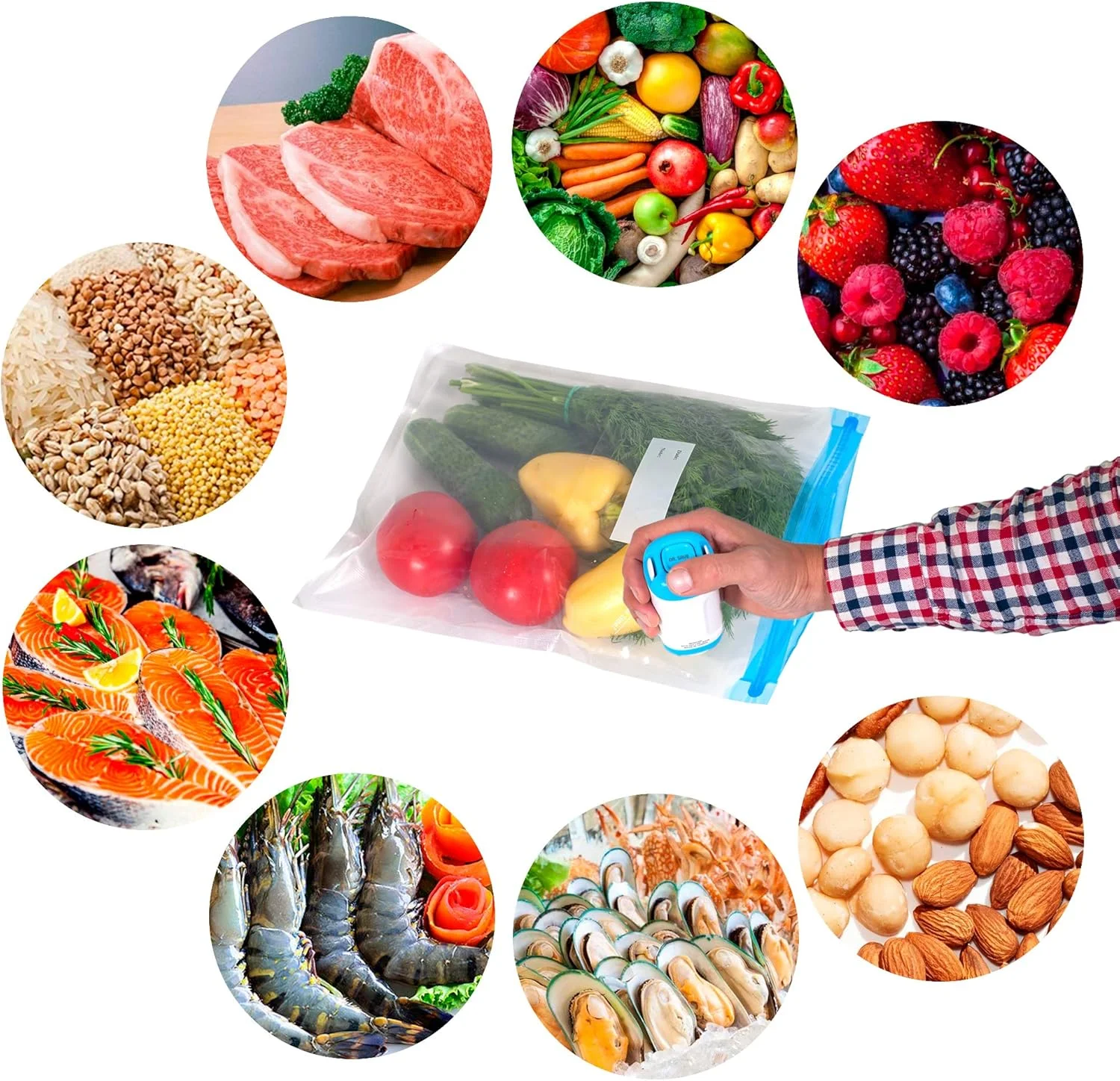 پمپ وکیوم سیلر - ضد هوا، نگهداری از باقیمانده غذا، حفظ تازگی و صرفه جویی در فضا - بی سیم، دستی، پمپ وکیوم سیلر