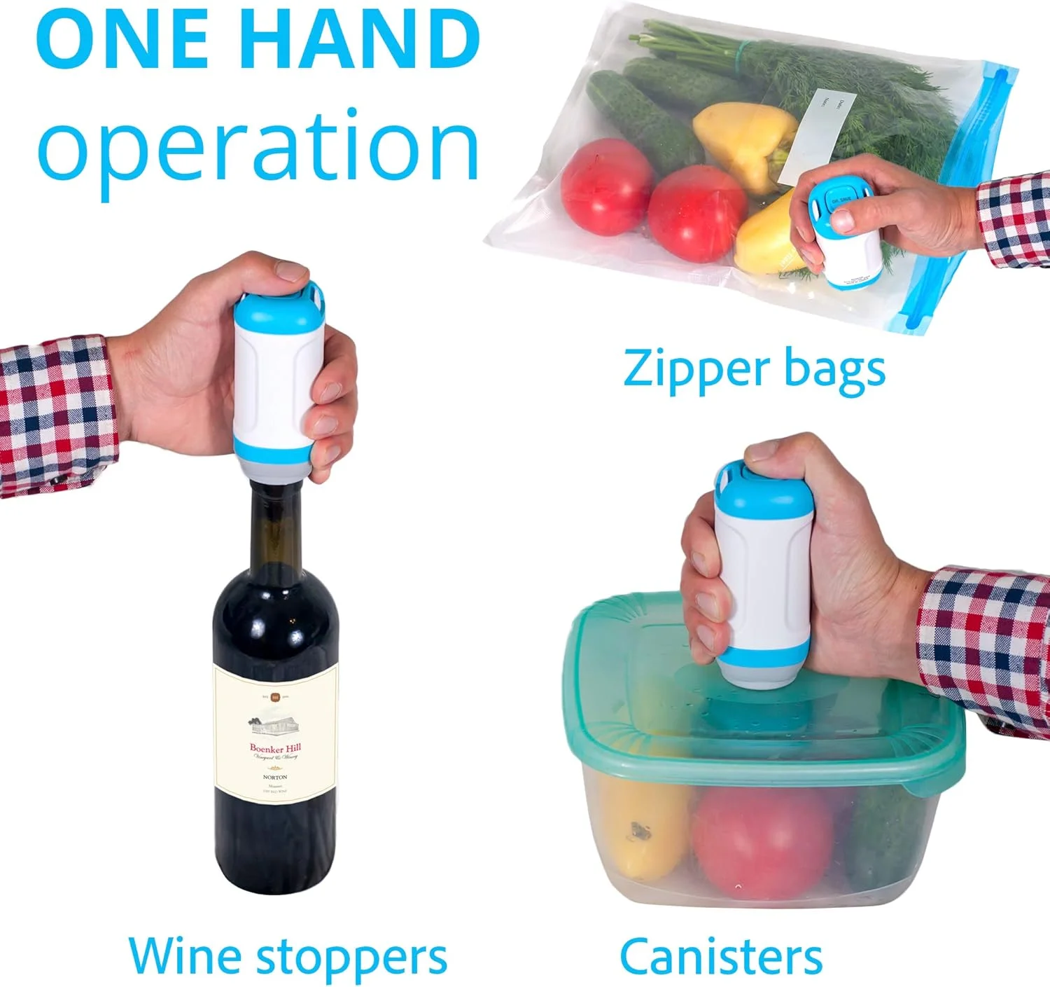 پمپ وکیوم سیلر - ضد هوا، نگهداری از باقیمانده غذا، حفظ تازگی و صرفه جویی در فضا - بی سیم، دستی، پمپ وکیوم سیلر