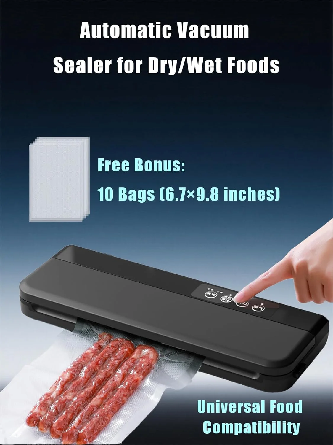 دستگاه وکیوم اتوماتیک DRAYMAT، دستگاه پلاستیکی برای نگهداری مواد غذایی، دستگاه وکیوم کوچک، سیستم نگهداری مواد غذایی فوق عریض 30 سانتی متری برای مواد غذایی خشک/مرطوب/روغنی/پودری، پنل بادوام ABS