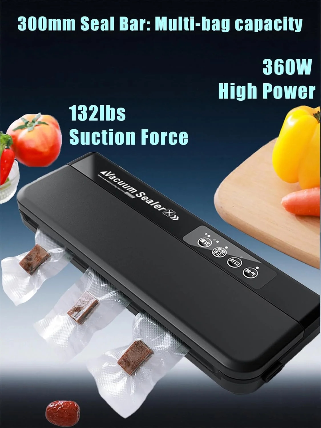 دستگاه وکیوم اتوماتیک DRAYMAT، دستگاه پلاستیکی برای نگهداری مواد غذایی، دستگاه وکیوم کوچک، سیستم نگهداری مواد غذایی فوق عریض 30 سانتی متری برای مواد غذایی خشک/مرطوب/روغنی/پودری، پنل بادوام ABS