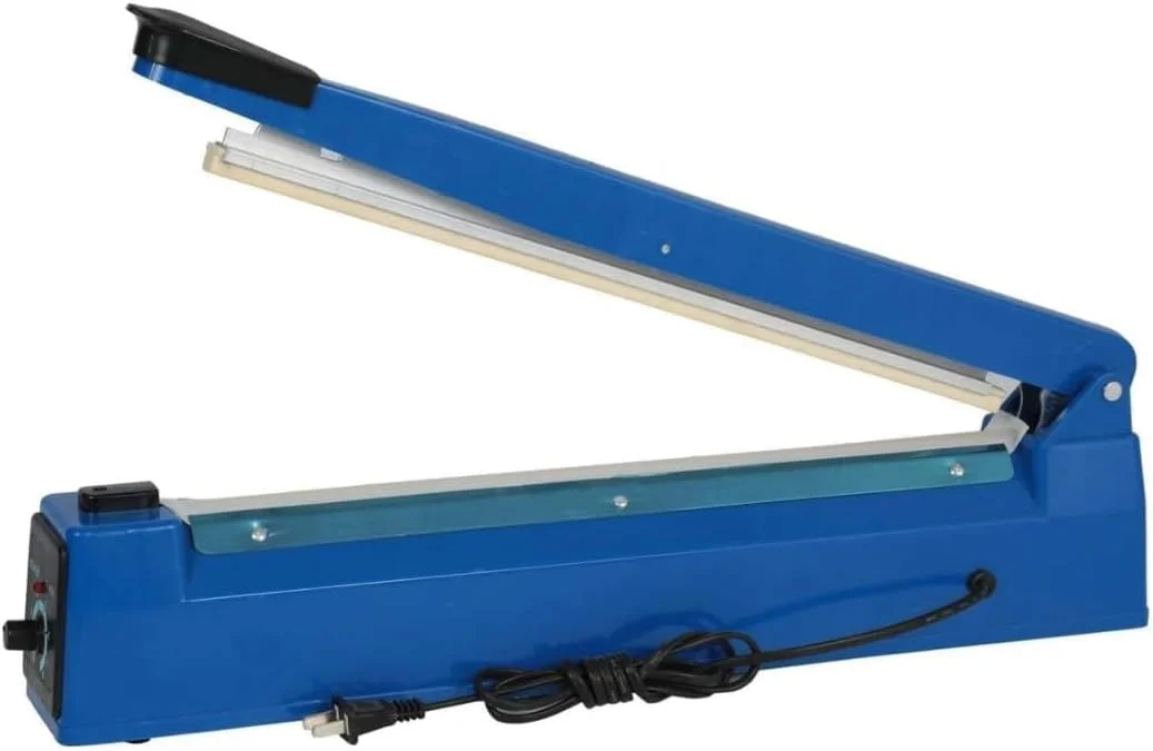 دستگاه پرس حرارتی دستی برقی، دستگاه پرس حرارتی ضربه ای 300 میلی متری با قدرت بالا، دستگاه پرس دستی برای کیسه های پلی اتیلن پلاستیکی، بسته بندی مواد غذایی، دستگاه پرس فیلم لمینت برقی (آبی، PFS300)