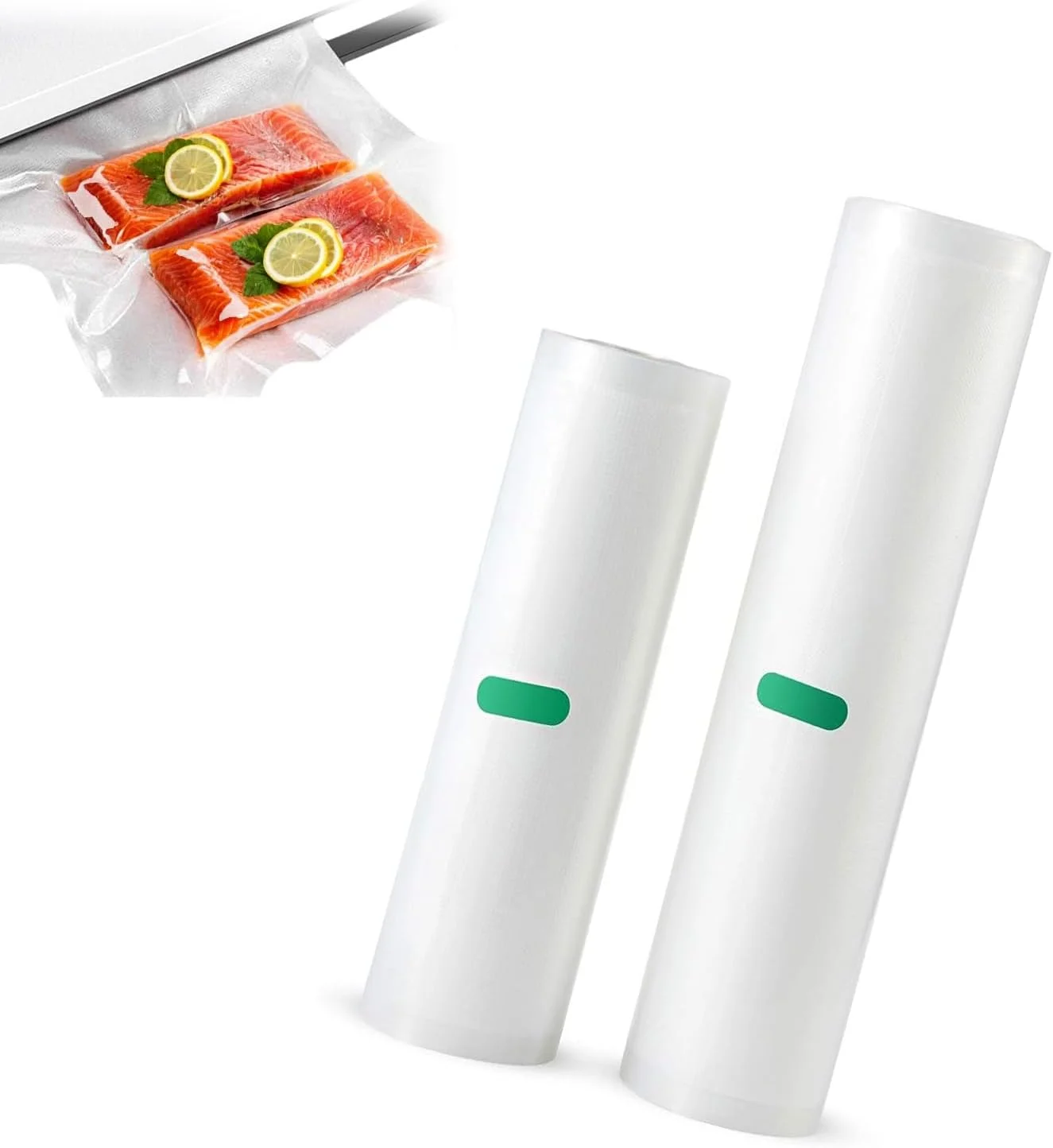 رول کیسه های دستگاه وکیوم Duomama - بدون BPA - مناسب برای نگهداری مواد غذایی و پخت و پز به روش Sous Vide - بادوام - شامل 7.87 اینچ در 16 فوت + 11 اینچ در 16 فوت