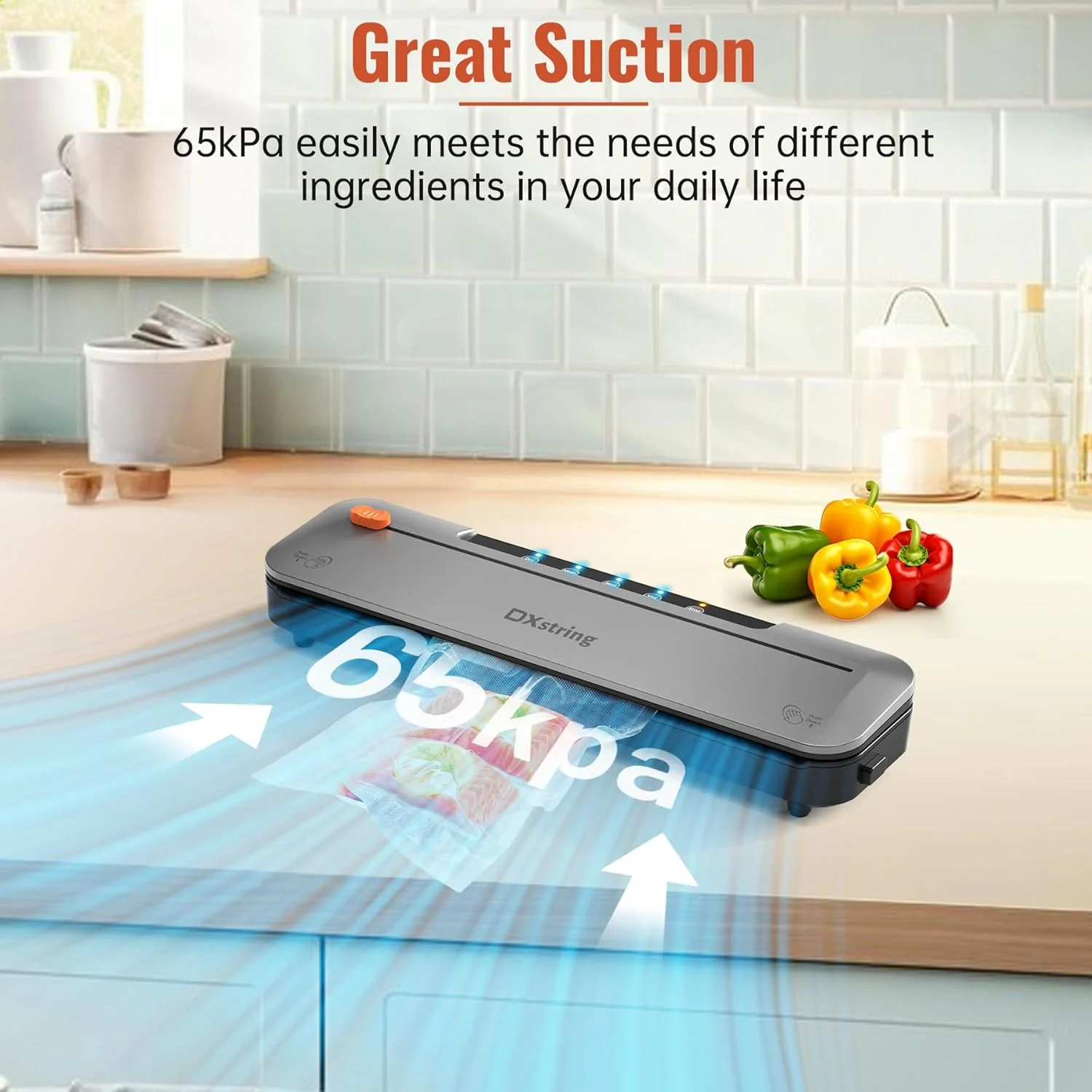 دستگاه وکیوم سیلر، وکیوم سیلر برای نگهداری مواد غذایی خشک و مرطوب با 15 کیسه وکیوم سیلر و برشگر داخلی، دستگاه وکیوم سیلر غذا برای پخت سو وید