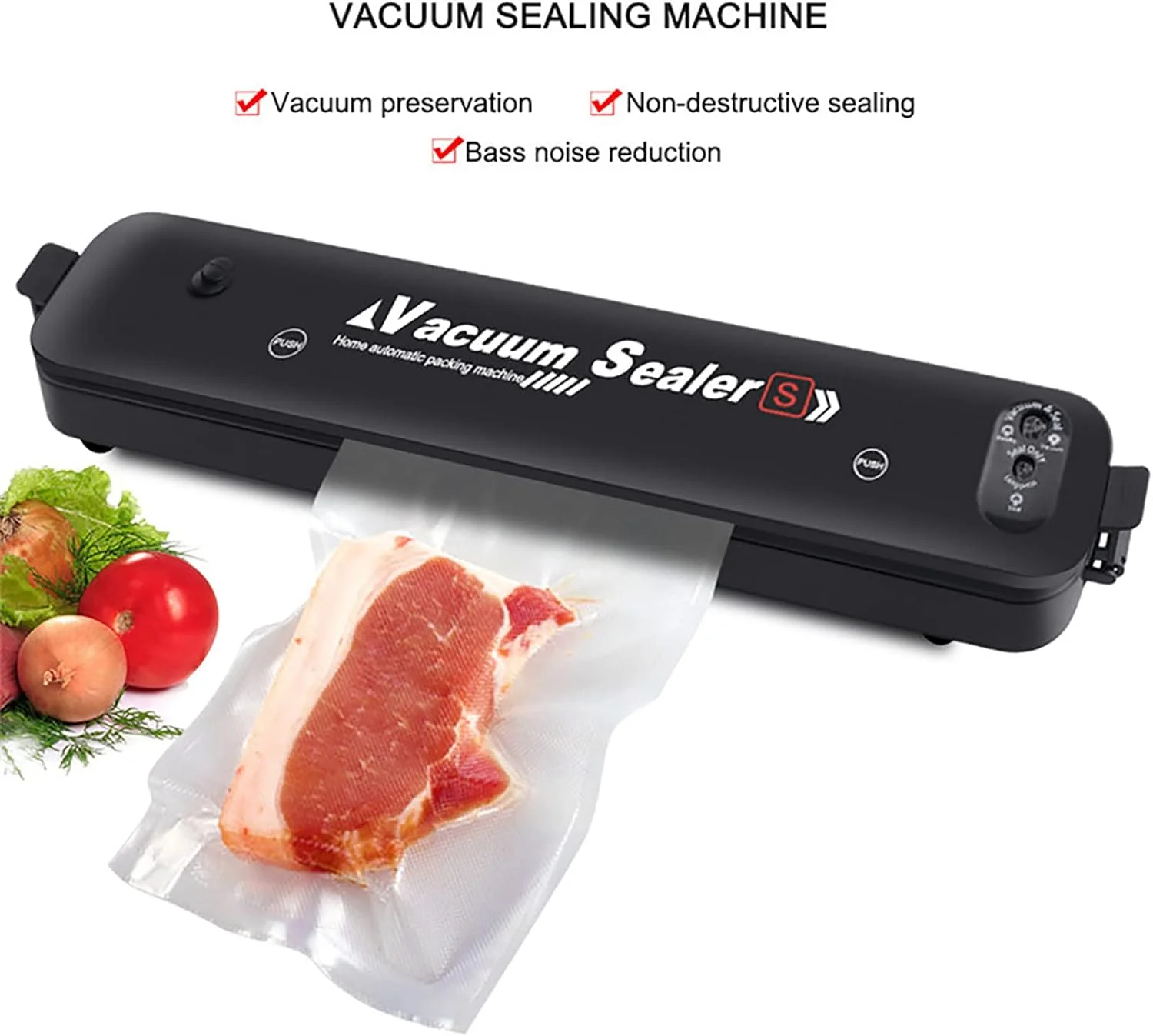 دستگاه وکیوم سیلر اریکات، دستگاه بسته بندی مواد غذایی اتوماتیک خانگی، دستگاه وکیوم هوا با مکش 60 کیلو پاسکال و 2 حالت، کاربری آسان و طراحی جمع و جور، برای نگهداری مواد غذایی (خشک/مرطوب/نرم/پودری)