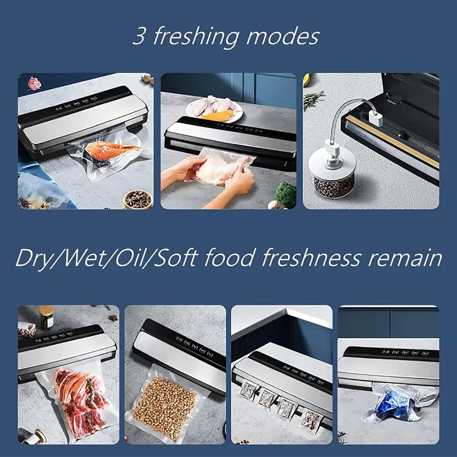 دستگاه وکیوم بسته بندی مواد غذایی اریکات، تمام اتوماتیک با المنت حرارتی 3 میلی متری و کیت استارتر، حالت های خشک و مرطوب و عملکرد آسان تک لمسی، برای تمام نیازهای نگهداری مواد غذایی دستگاه وکیوم بسته بندی مواد غذایی اریکات، تمام اتوماتیک با المنت حرارتی 3 میلی متری و کیت استارتر، حالت های خشک و مرطوب و عملکرد آسان تک لمسی، برای تمام نیازهای نگهداری مواد غذایی