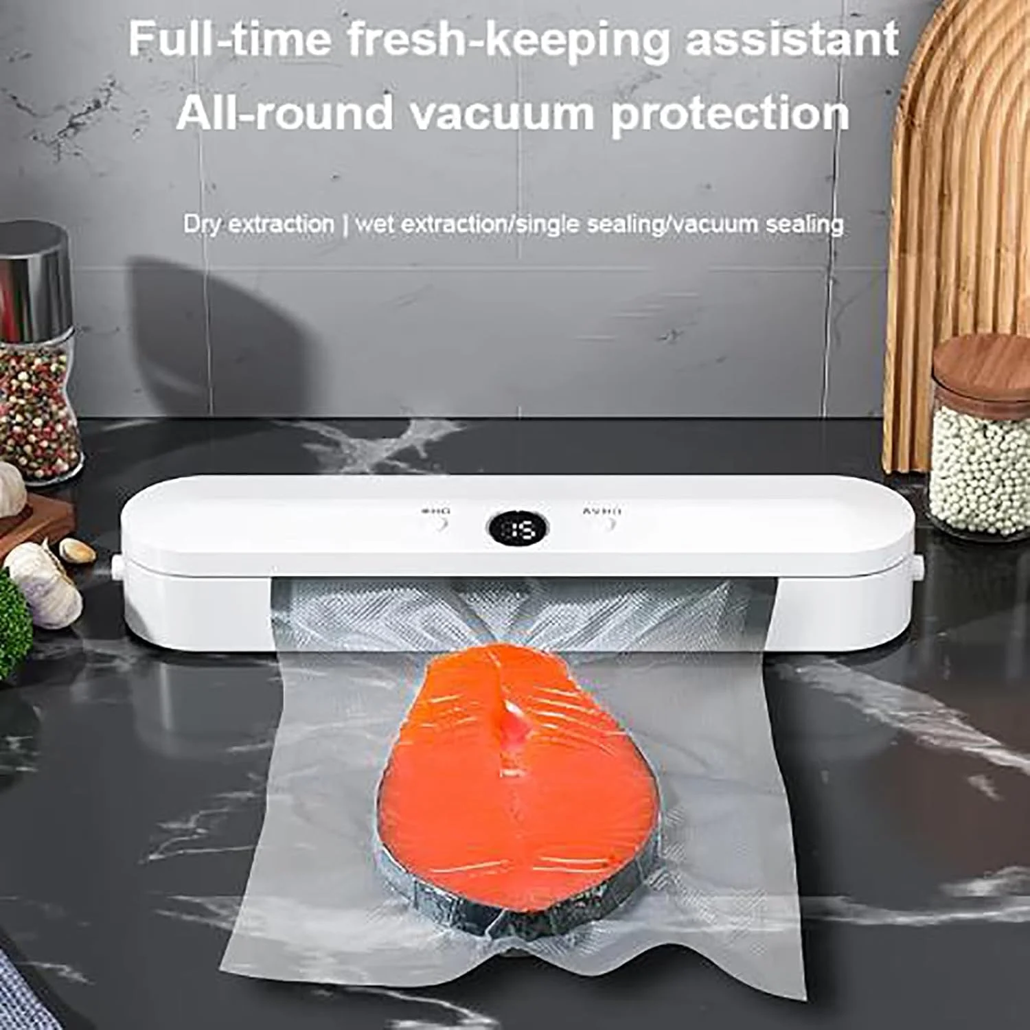دستگاه وکیوم بسته بندی مواد غذایی ERICAT، دستگاه وکیوم بی سیم 120 واتی با صفحه لمسی LED، مهر و موم توسعه یافته 28 سانتی متری و دو حالت بسته بندی، قدرت مکش قوی 60 کیلو پاسکال و ذخیره سازی آسان، برای نگهداری مواد غذایی