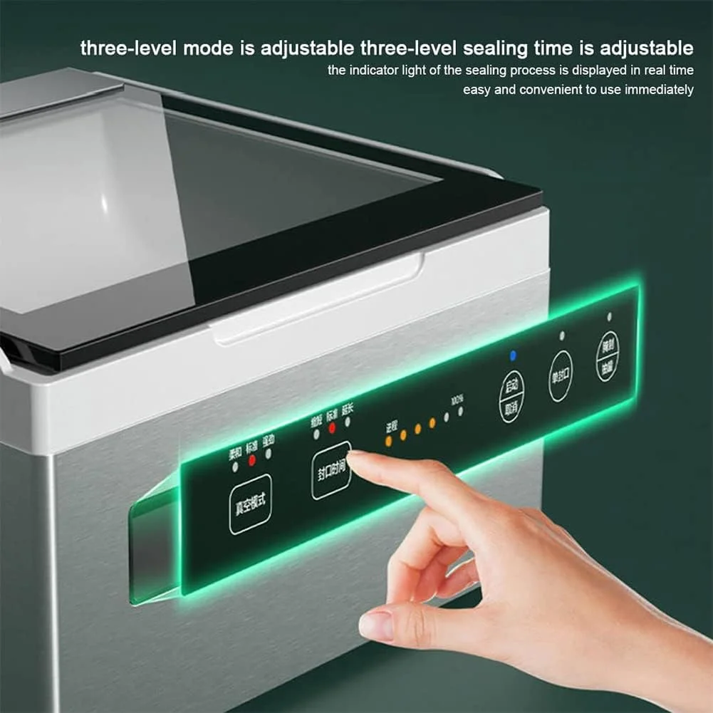 دستگاه بسته بندی وکیوم محفظه ای، دستگاه بسته بندی وکیوم دیجیتال، دستگاه بسته بندی وکیوم تجاری 320 وات، سیستم نگهداری بسته بندی مواد غذایی، برای استفاده خانگی و تجاری