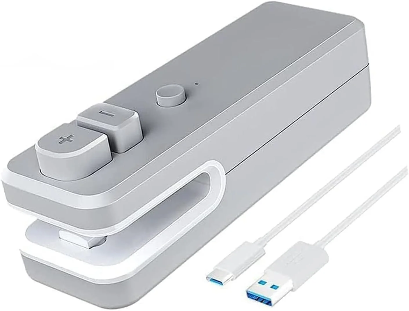 دستگاه پرس و برش کیسه مینی Excefore با قابلیت شارژ USB، دستگاه پرس حرارتی و برش 2 در 1، دستگاه پرس وکیوم حرارتی دستی برای نگهداری مواد غذایی و تازگی اسنک ها (خاکستری)