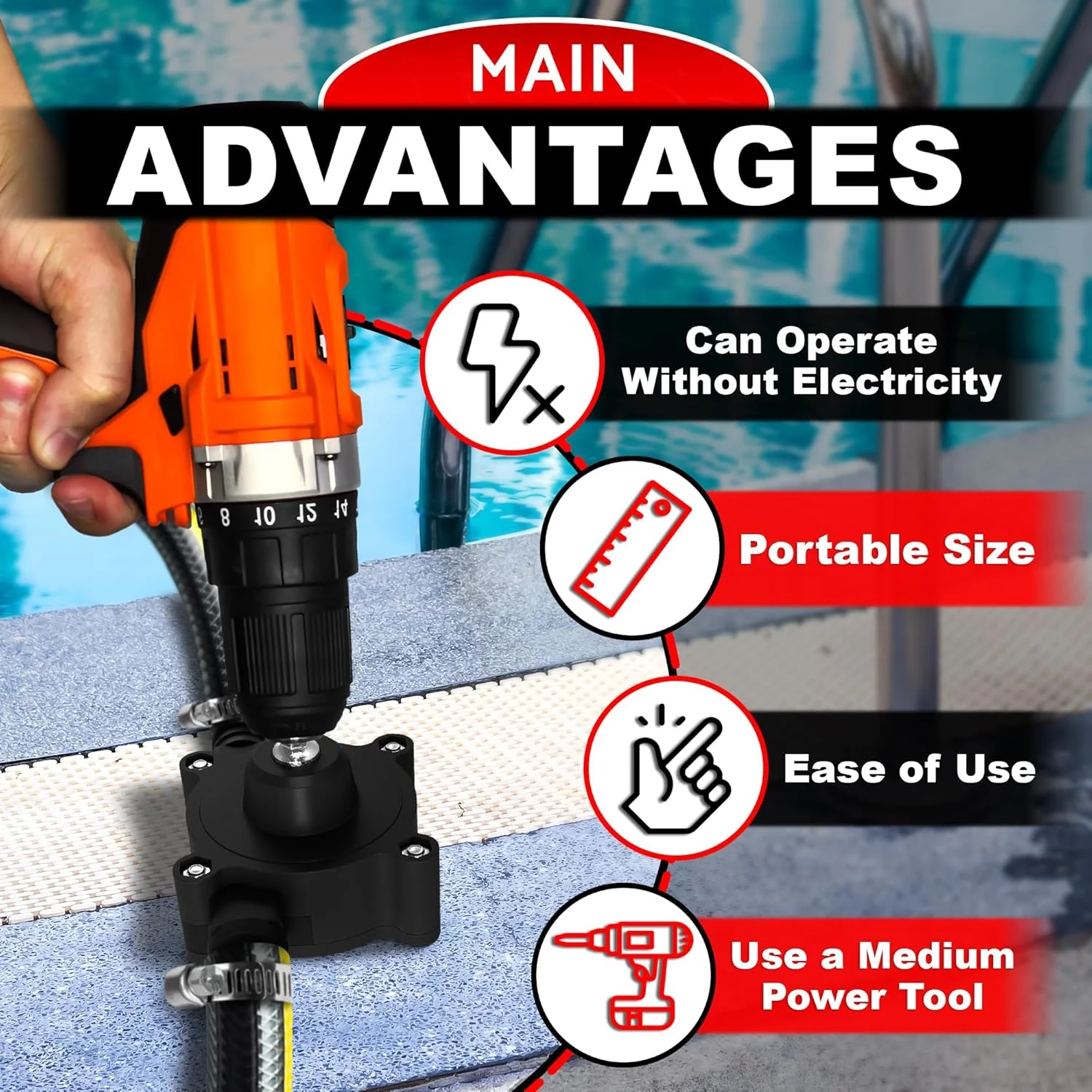 پمپ دریل برقی قابل حمل برای انتقال آب و مایعات - پمپ دستی خود مکش | طراحی بادوام، جمع و جور و سبک، نصب و استفاده آسان | کاربردی برای مصارف خانگی و فضای باز