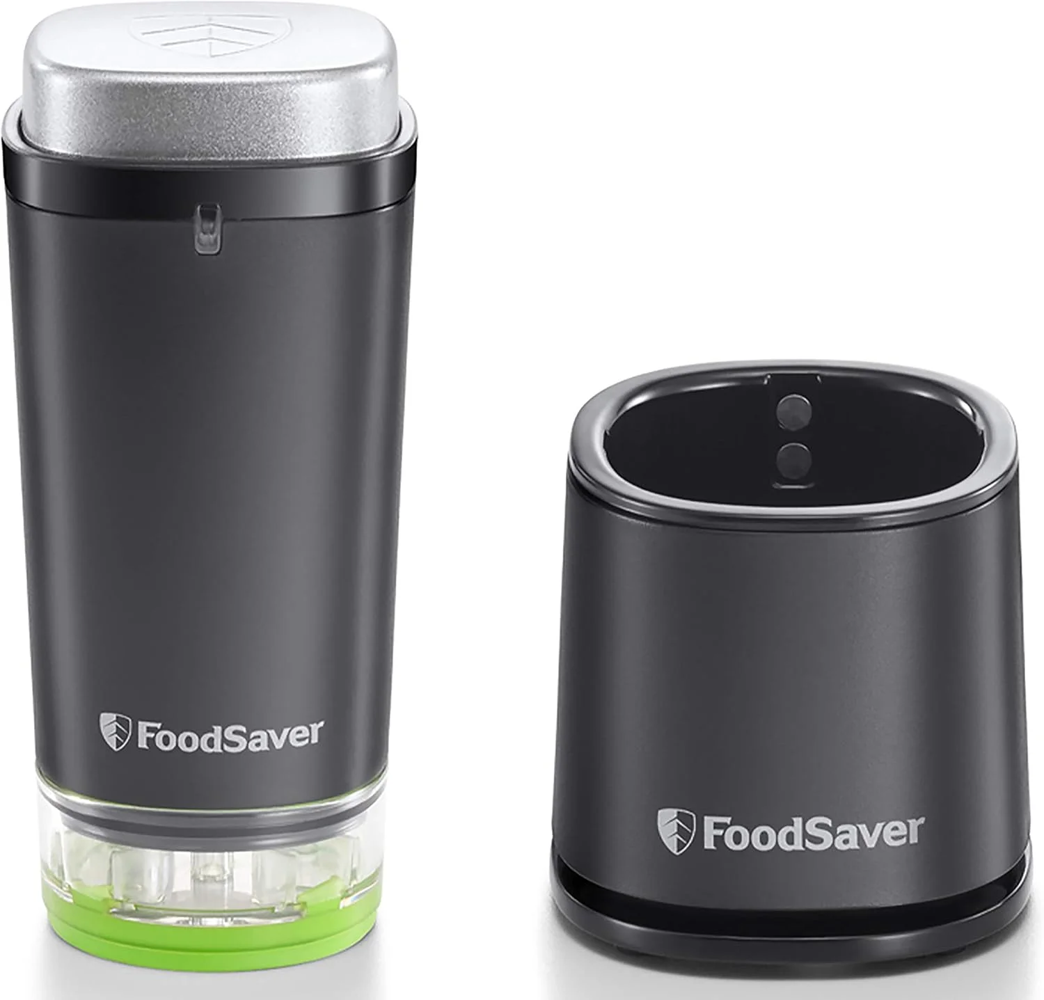 دستگاه وکیوم دستی بی سیم Foodsaver | همراه با پایه شارژ، 1 محفظه وکیوم و 10 کیسه زیپ دار وکیوم | Vs1199 | مشکی/نقره ای