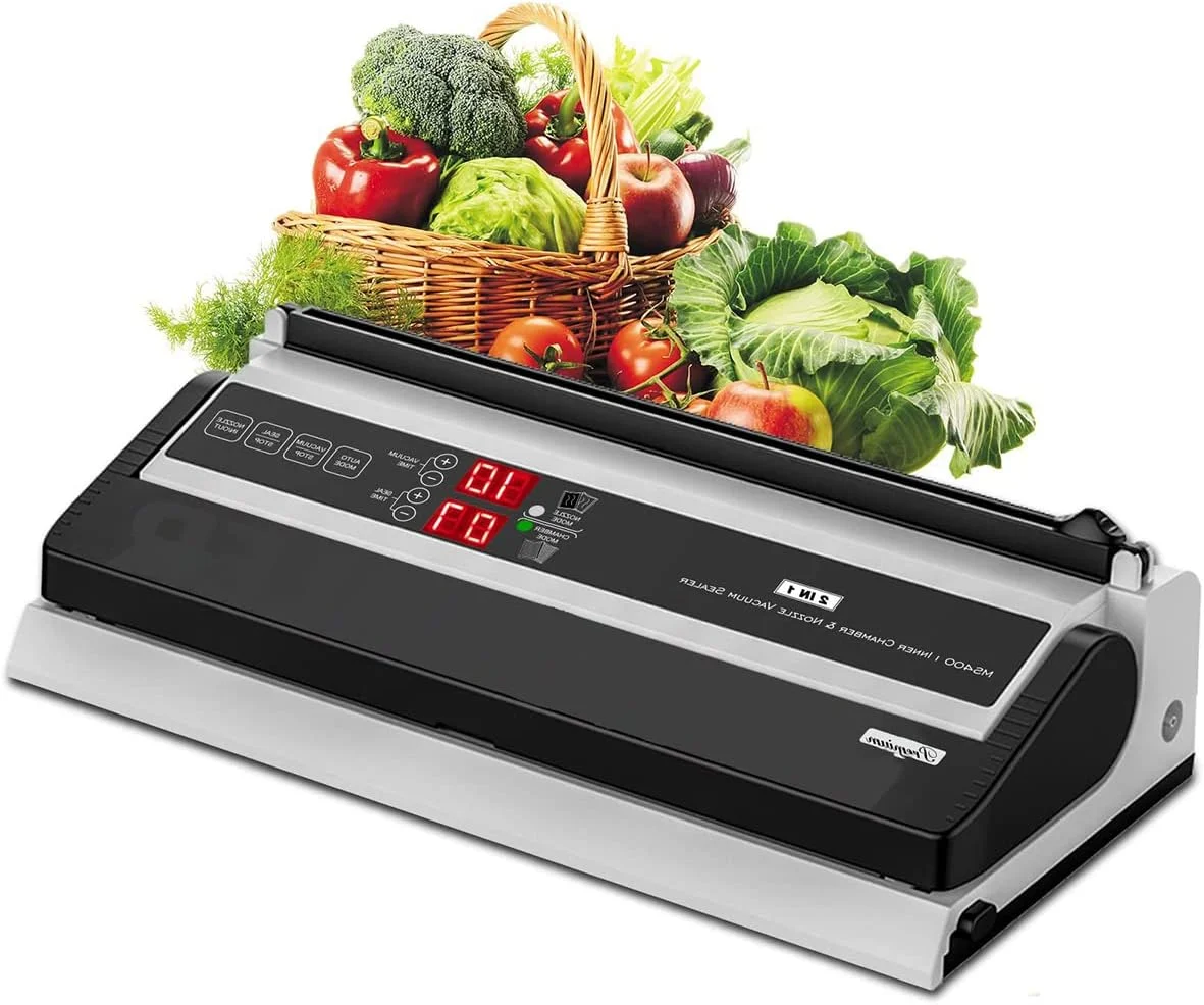 دستگاه بسته بندی دو پمپ 250 واتی FURLOU، دستگاه وکیوم سیلر تجاری، سیلر محفظه ای با عملکرد دمنده هوا و برش، نوار آب بندی 40 سانتی متری، بسته بندی مواد غذایی خشک و مرطوب برای انواع کیسه های نگهدارنده مواد غذایی