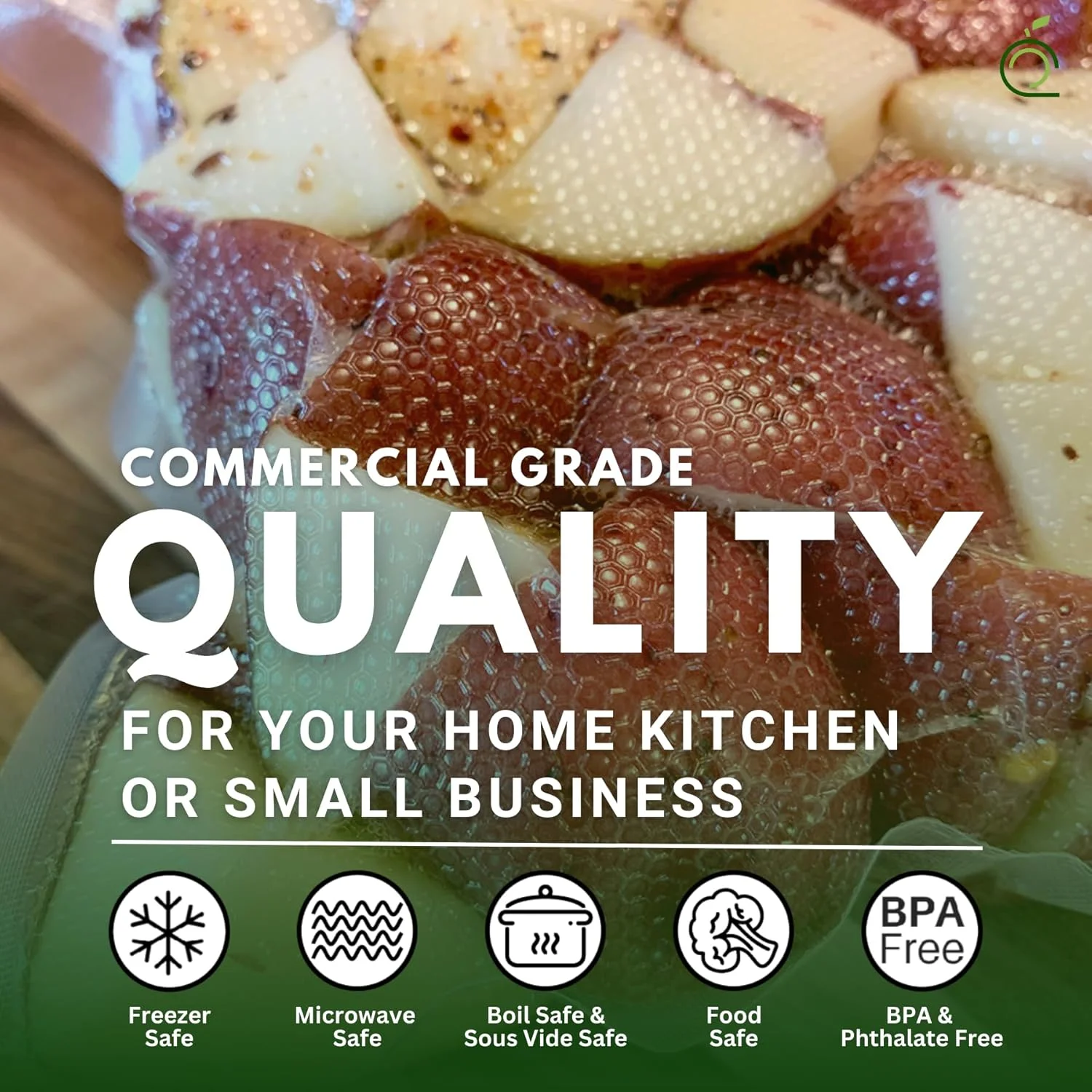 FoodVacBags بسته 2 عددی رول 11X50 کیسه های وکیوم سیلر 4 میل بافت دار درجه تجاری برای Sous Vide و Foodsaver