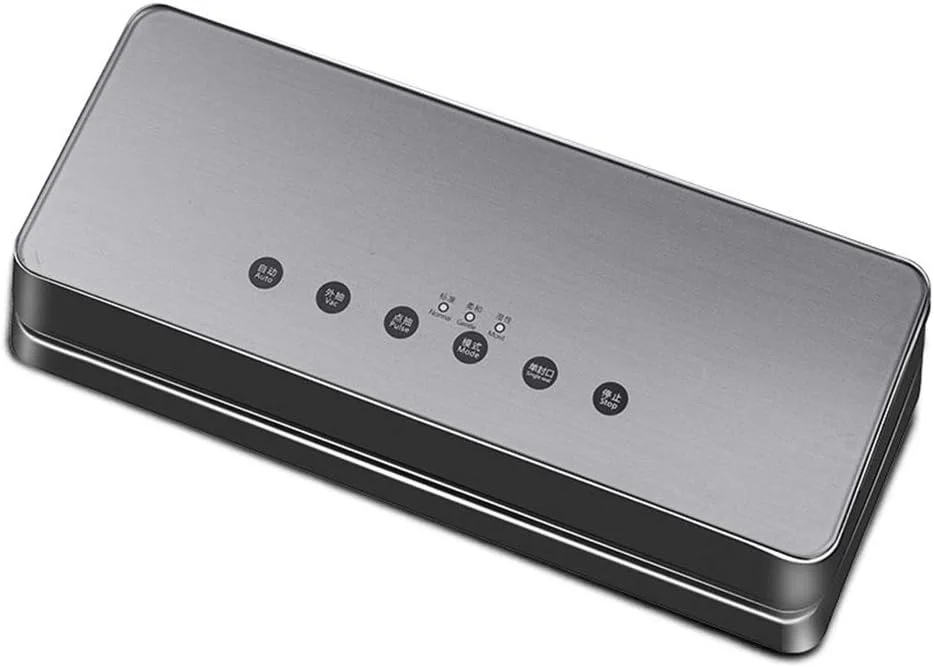 دستگاه وکیوم بسته بندی مواد غذایی GHQERTY برای نگهداری مواد غذایی خشک و مرطوب، دستگاه سیلر اتوماتیک مواد غذایی با کنترل لمسی ضد آب برای گوشت، سبزیجات، میوه ها و غیره، مشکی (خاکستری)