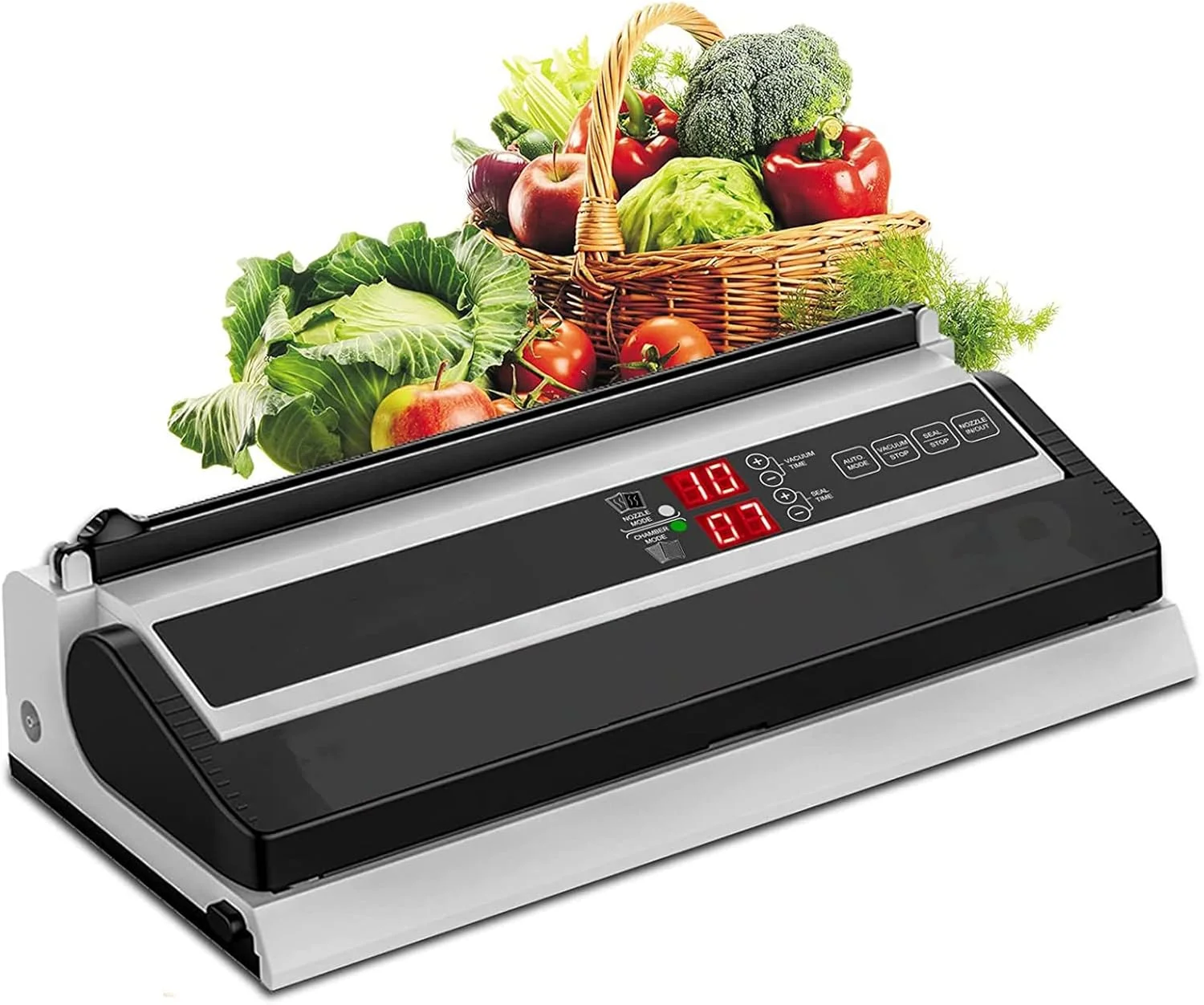 دستگاه وکیوم سیلر تجاری، دستگاه بسته بندی مواد غذایی اتوماتیک تک لمسی، با عملکرد دمنده هوا و برش، میله آب بندی 40 سانتی متری، بسته بندی مواد غذایی خشک و مرطوب برای انواع کیسه های نگهدارنده مواد غذایی