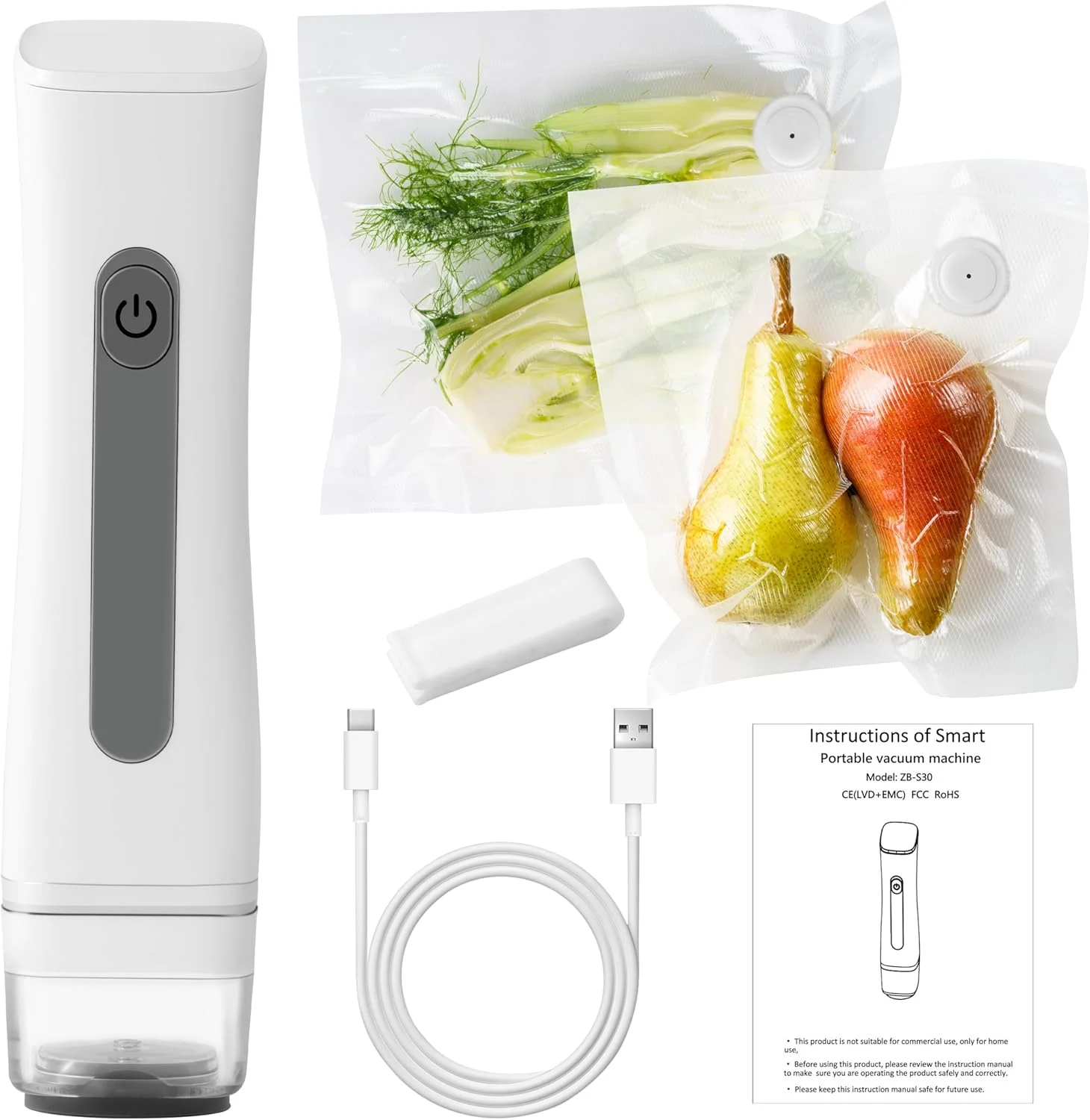 دستگاه وکیوم سیلر دستی قابل حمل GQIRIL - دستگاه های وکیوم بسته بندی مواد غذایی با کیسه های سیل مجدد، پمپ اتوماتیک بی سیم شارژی فشرده، نگهداری بدون هوا برای لوازم مسافرتی منزل