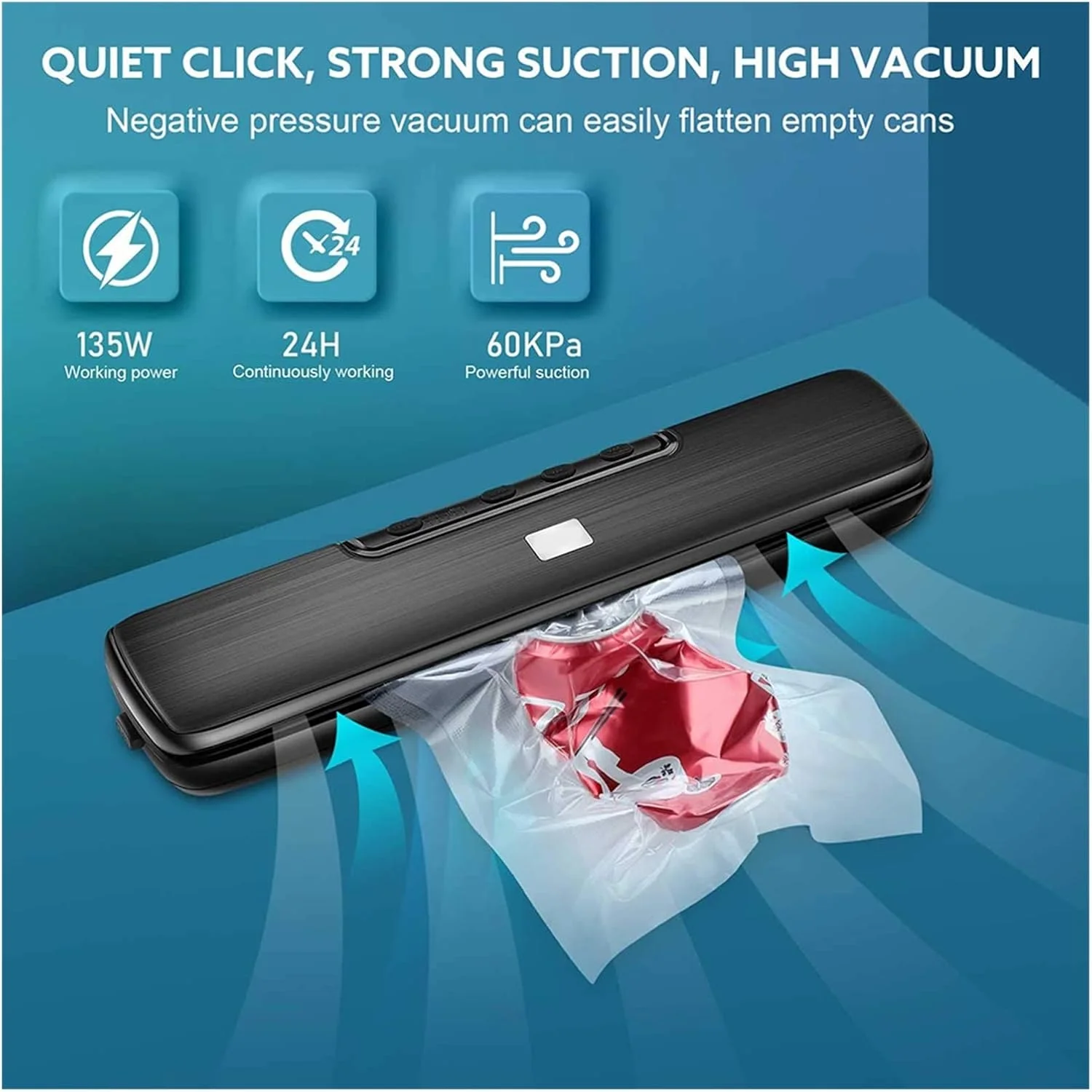 دستگاه وکیوم مواد غذایی خانگی حرفه ای، دستگاه بسته بندی وکیوم فیلم برای پمپاژ خشک و مرطوب، بسته بندی وکیوم مواد غذایی با کاربری آسان (رنگ: نارنجی-10 عدد کیسه، سایز: XS)