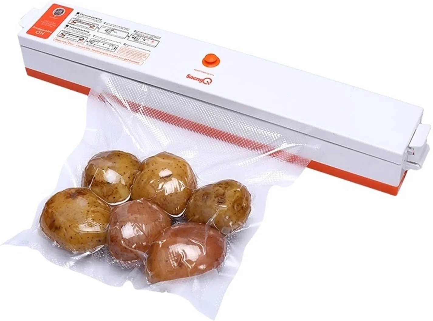 دستگاه وکیوم بسته بندی مواد غذایی، دستگاه بسته بندی وکیوم برای نگهداری مواد غذایی، بسته بندی کننده مواد غذایی جدید، کیسه های وکیوم برای بسته بندی وکیوم، کاربری آسان و نگهداری راحت (رنگ: نارنجی - 2 عدد - 20 سانتی متر)