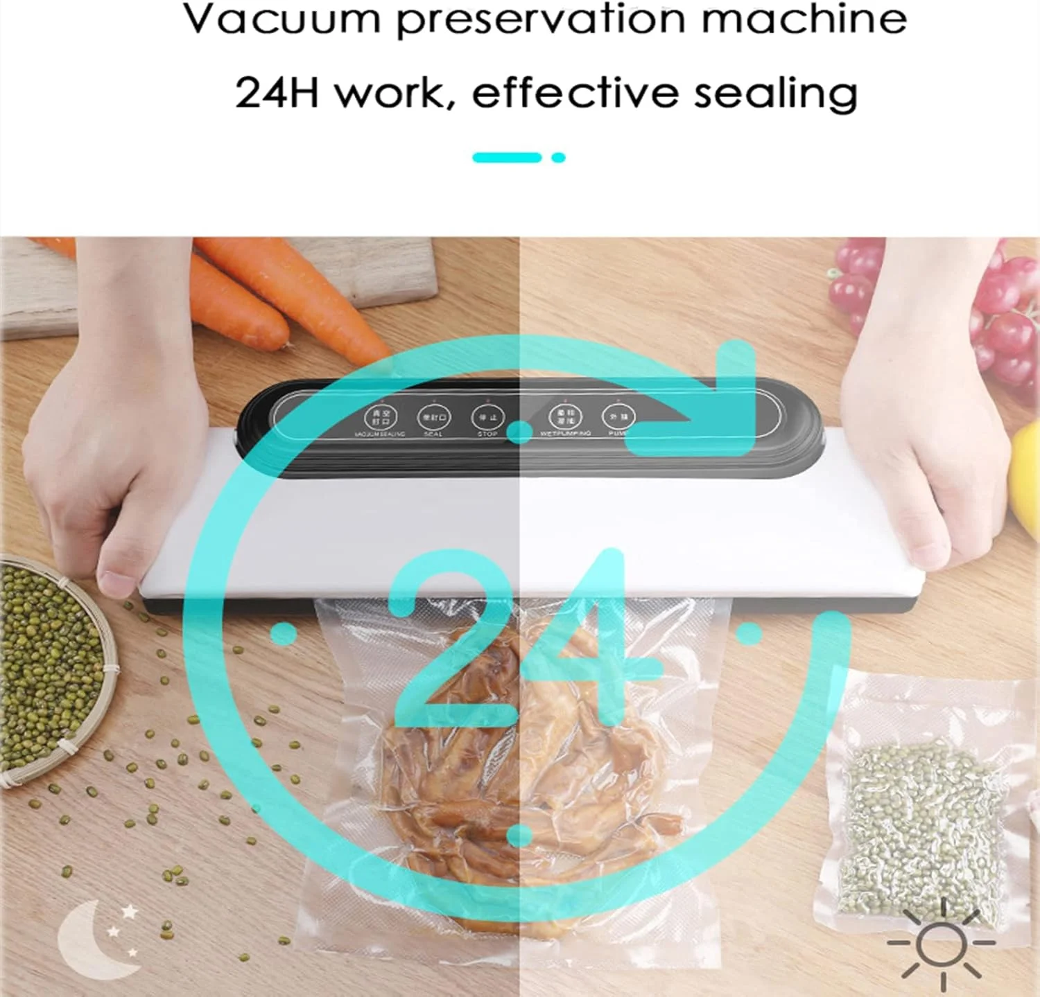 دستگاه وکیوم سیلر GZDcjsc به همراه کیسه های سیل و کیت استارتر، دستگاه سیلر اتوماتیک مواد غذایی برای نگهداری مواد غذایی، دستگاه وکیوم سیلر فشرده مواد غذایی با 10 عدد کیسه سیل برای گوشت، سبزیجات، میوه