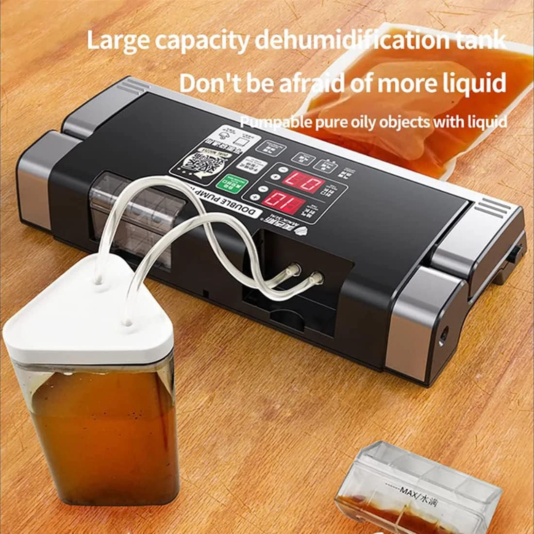 دستگاه بسته بندی وکیوم تجاری GZDodek، دستگاه پمپ دوگانه و نازل دار با قابلیت باد کردن هوا، دستگاه بسته بندی مواد غذایی خشک و مرطوب با طول 40 سانتی متر مناسب برای کیسه های صاف و پاکتی