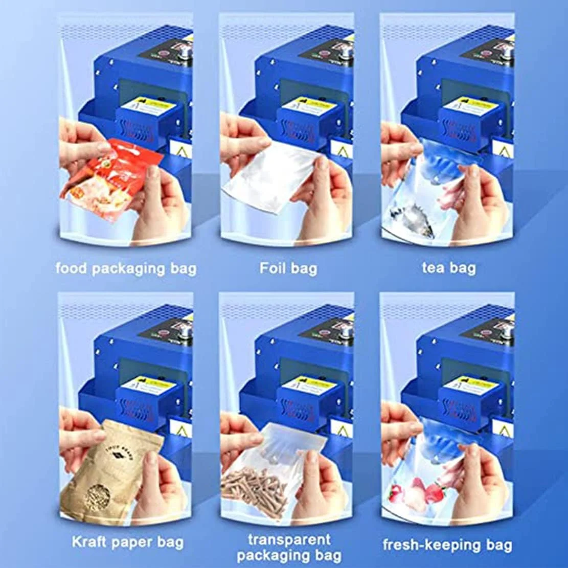 دستگاه بسته بندی و دوخت پلاستیک 300 وات، دستگاه دوخت حرارتی پیوسته و اتوماتیک برای کیسه های پلاستیکی و آلومینیومی