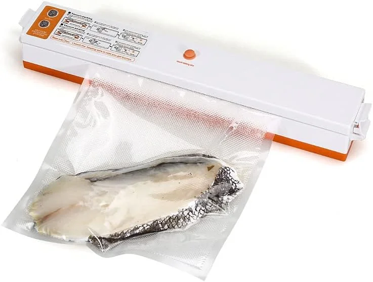 دستگاه بسته بندی و وکیوم مواد غذایی اتوماتیک، دستگاه بسته بندی با پمپ دوگانه کوچک قابل حمل 220 ولت / شامل 10 عدد کیسه، تک پمپ