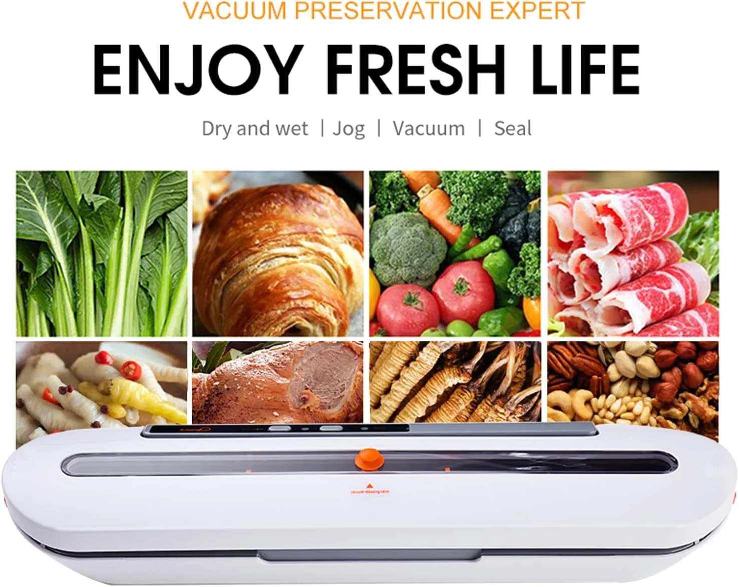 دستگاه وکیوم سیلر GZDtdsd، دستگاه سیلر اتوماتیک مواد غذایی با مهر و موم تک لمسی، مکش قوی 60 کیلو پاسکال، طراحی جمع و جور، برای نگهداری تازه مواد غذایی خشک