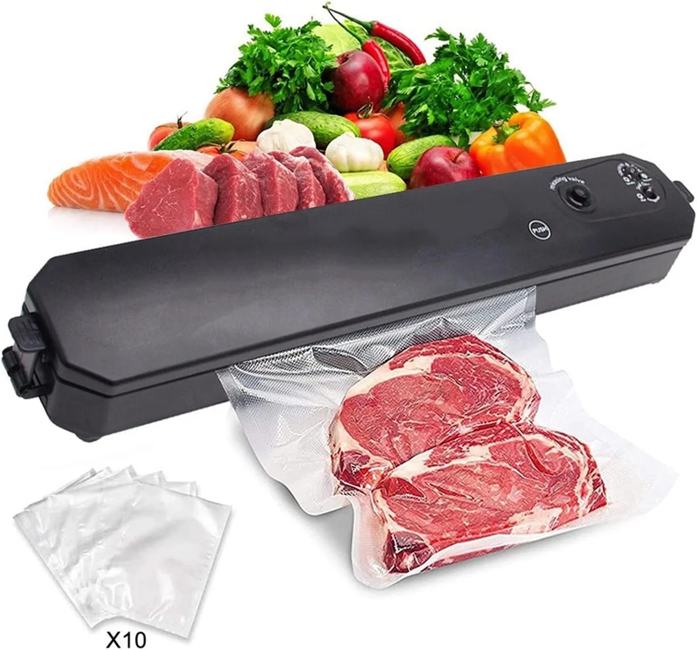 دستگاه وکیوم مواد غذایی خانگی، دستگاه بسته بندی فیلم حرفه ای، دستگاه بسته بندی وکیوم برای پمپاژ خشک و مرطوب، دستگاه بسته بندی وکیوم مواد غذایی با کاربری آسان (دستگاه مینی به همراه 10 کیسه)