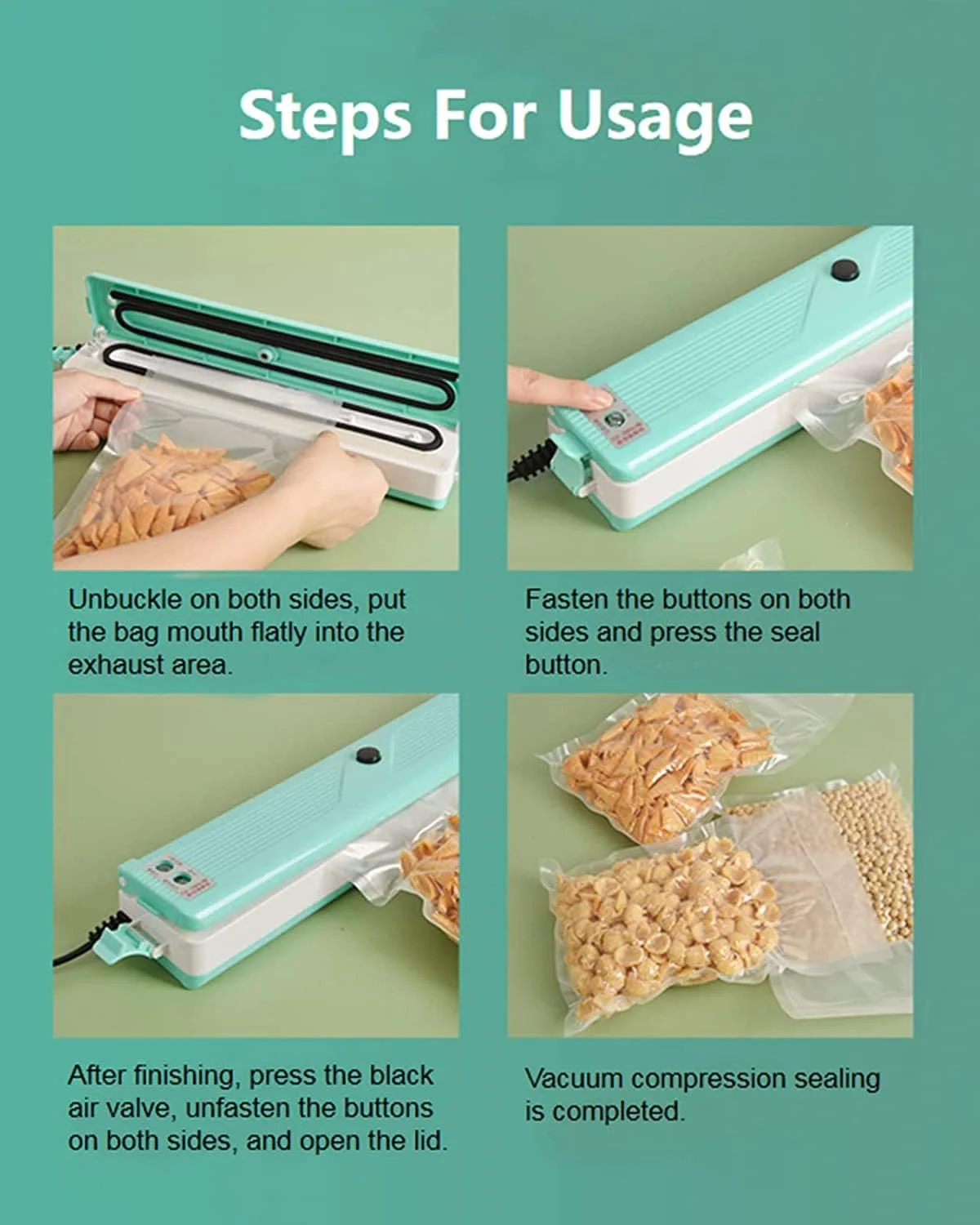 دستگاه وکیوم بسته بندی مواد غذایی GZDtdsd، مکش قوی 60kpd، دستگاه بسته بندی وکیوم جمع و جور، قدرت قوی عملکرد ایمن تک لمسی، حالت های خشک و مرطوب، برای نگهداری مواد غذایی در آشپزخانه منزل