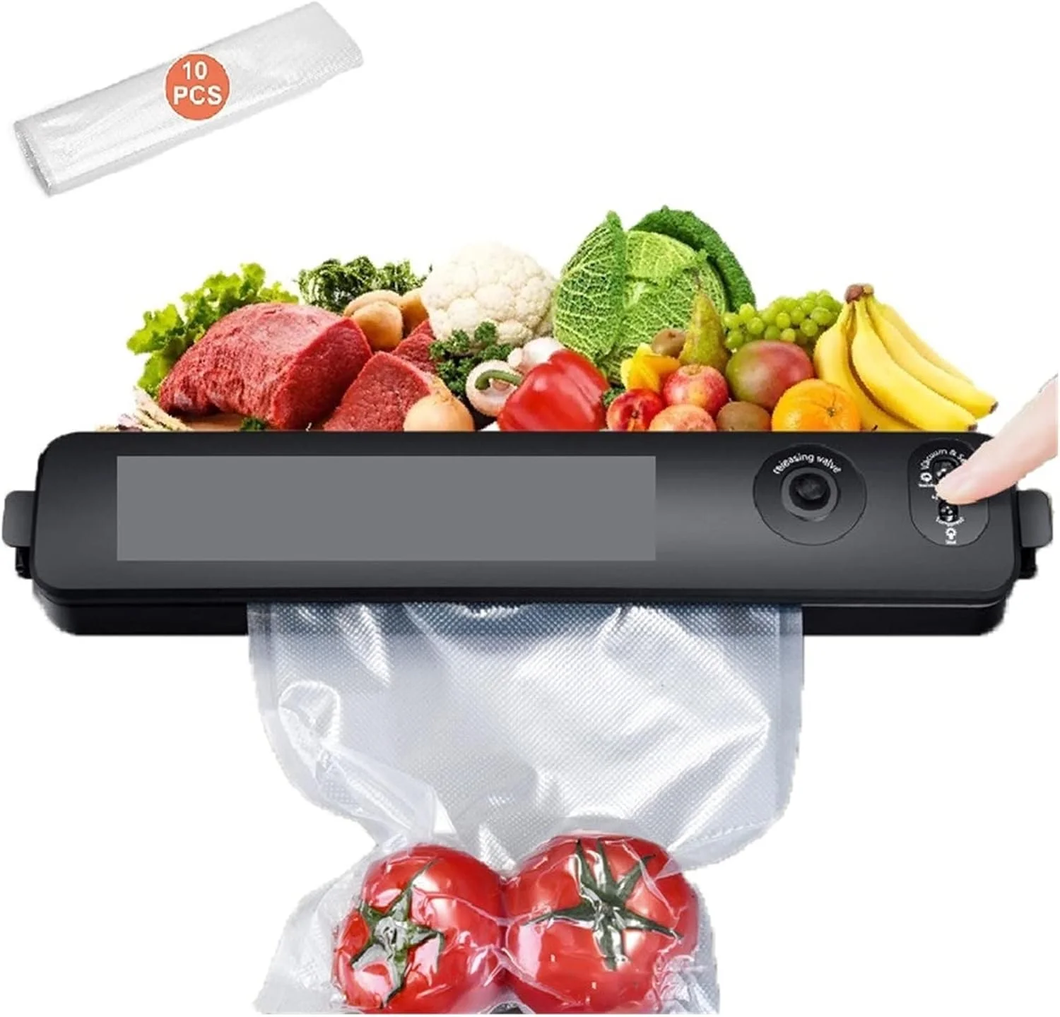 دستگاه وکیوم بسته بندی مواد غذایی برقی، دستگاه پلمپ وکیوم، دستگاه پلمپ هوای اتوماتیک تجاری خانگی با 10 کیسه وکیوم، آشپزخانه آسان برای کنترل و نگهداری