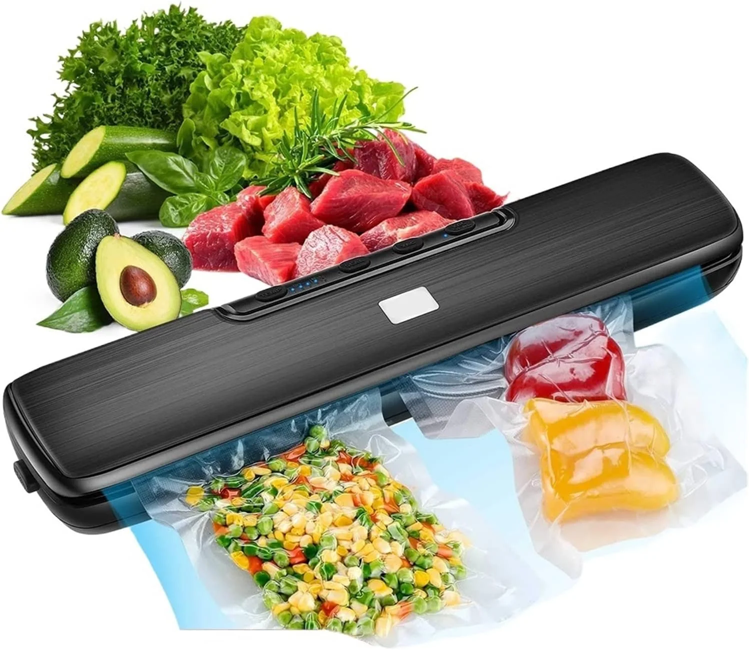 دستگاه وکیوم خانگی حرفه ای برای بسته بندی مواد غذایی خشک و مرطوب، دستگاه بسته بندی وکیوم با کاربری آسان و نگهداری آسان (دستگاه مینی به همراه 10 کیسه)