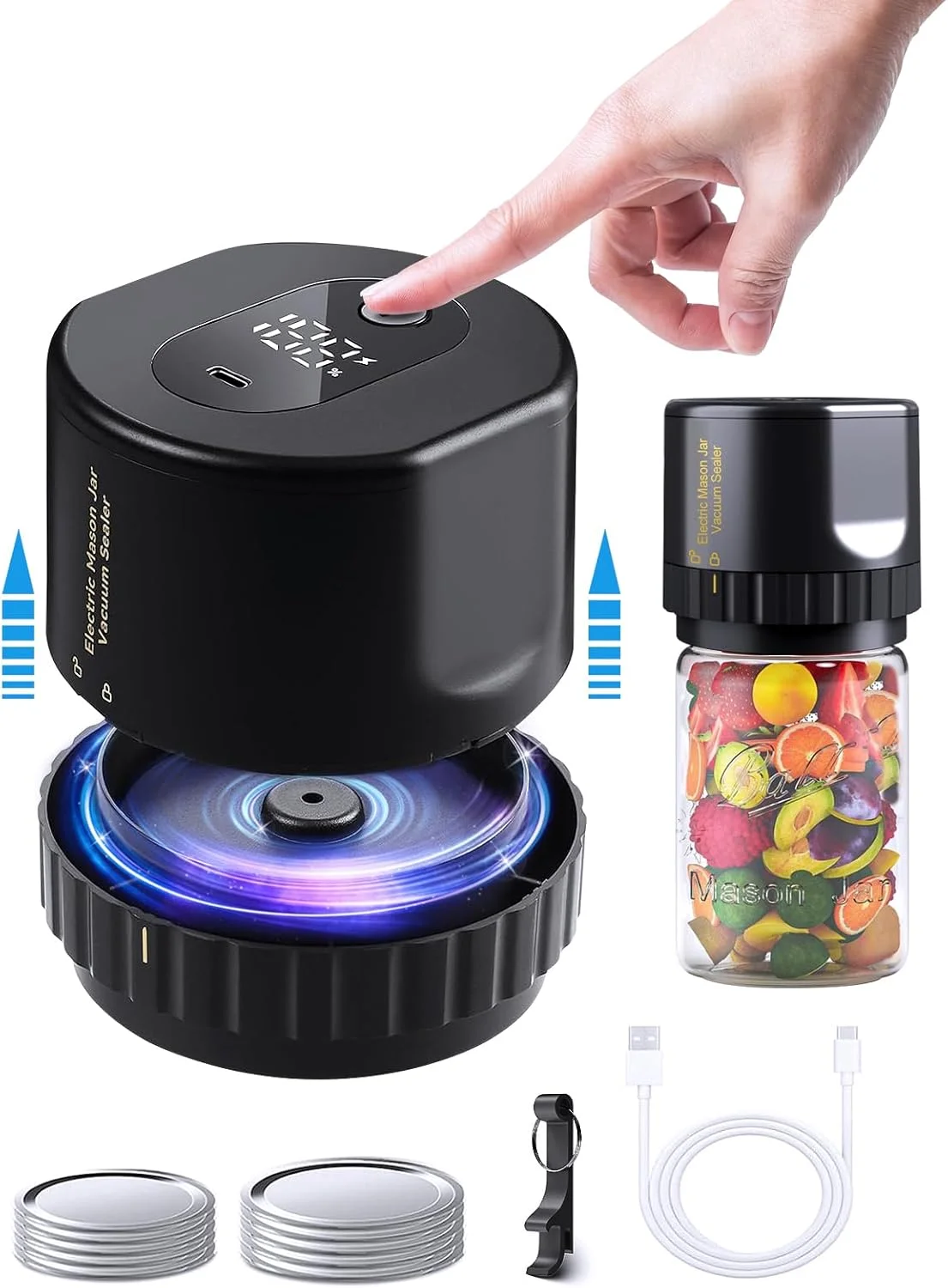 دستگاه وکیوم برقی شیشه های دهان گشاد و معمولی Homarket، پمپ وکیوم برقی برای شیشه های دهان گشاد و معمولی، دستگاه وکیوم برای نگهداری مواد غذایی