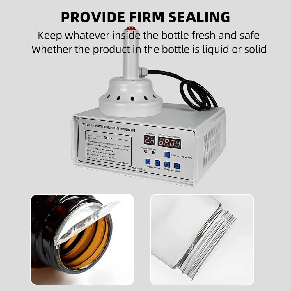 دستگاه سیل القایی HCLSHOP برای فویل آلومینیومی، دستگاه سیل القایی الکترومغناطیسی برای قطر بطری 20-130 میلی متر بطری های شیشه ای پلاستیکی
