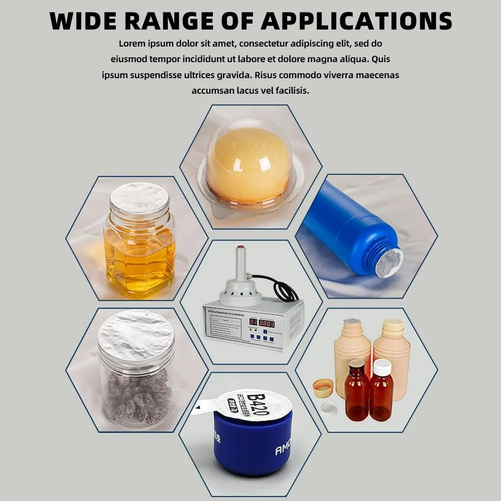 دستگاه سیل القایی HCLSHOP برای فویل آلومینیومی، دستگاه سیل القایی الکترومغناطیسی برای قطر بطری 20-130 میلی متر بطری های شیشه ای پلاستیکی