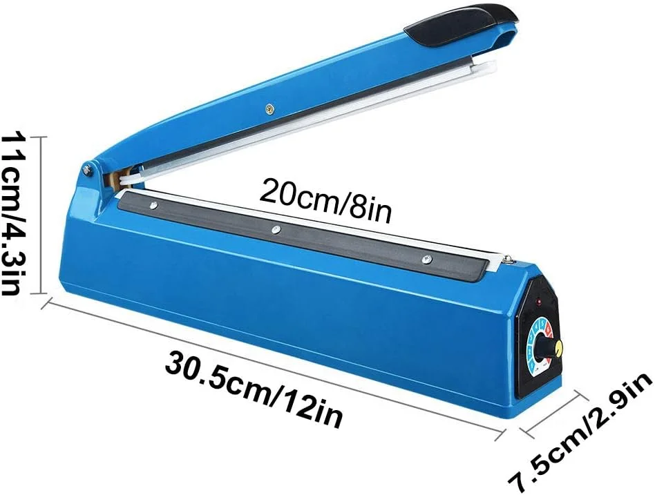 دستگاه پرس کیسه ای ضربه ای 20 سانتی متری، دستگاه پرس دستی کیسه با دمای قابل تنظیم، دستگاه پرس حرارتی قابل حمل برای کیسه های پلاستیکی پلی اتیلن و پلی پروپیلن