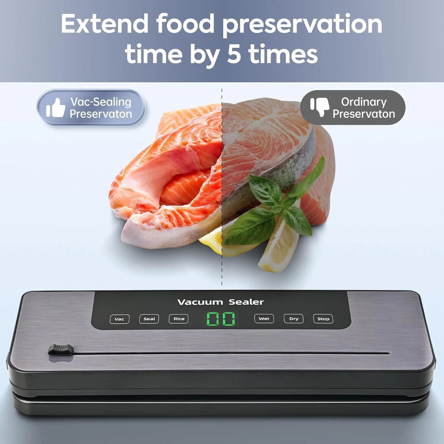 دستگاه وکیوم سیلر KASTWAVE، سیستم سیلینگ جمع و جور، سیلر غذای مکش قوی قابل حمل، دارای برشگر، کاربری آسان، مناسب برای افراد میانسال و سالمند